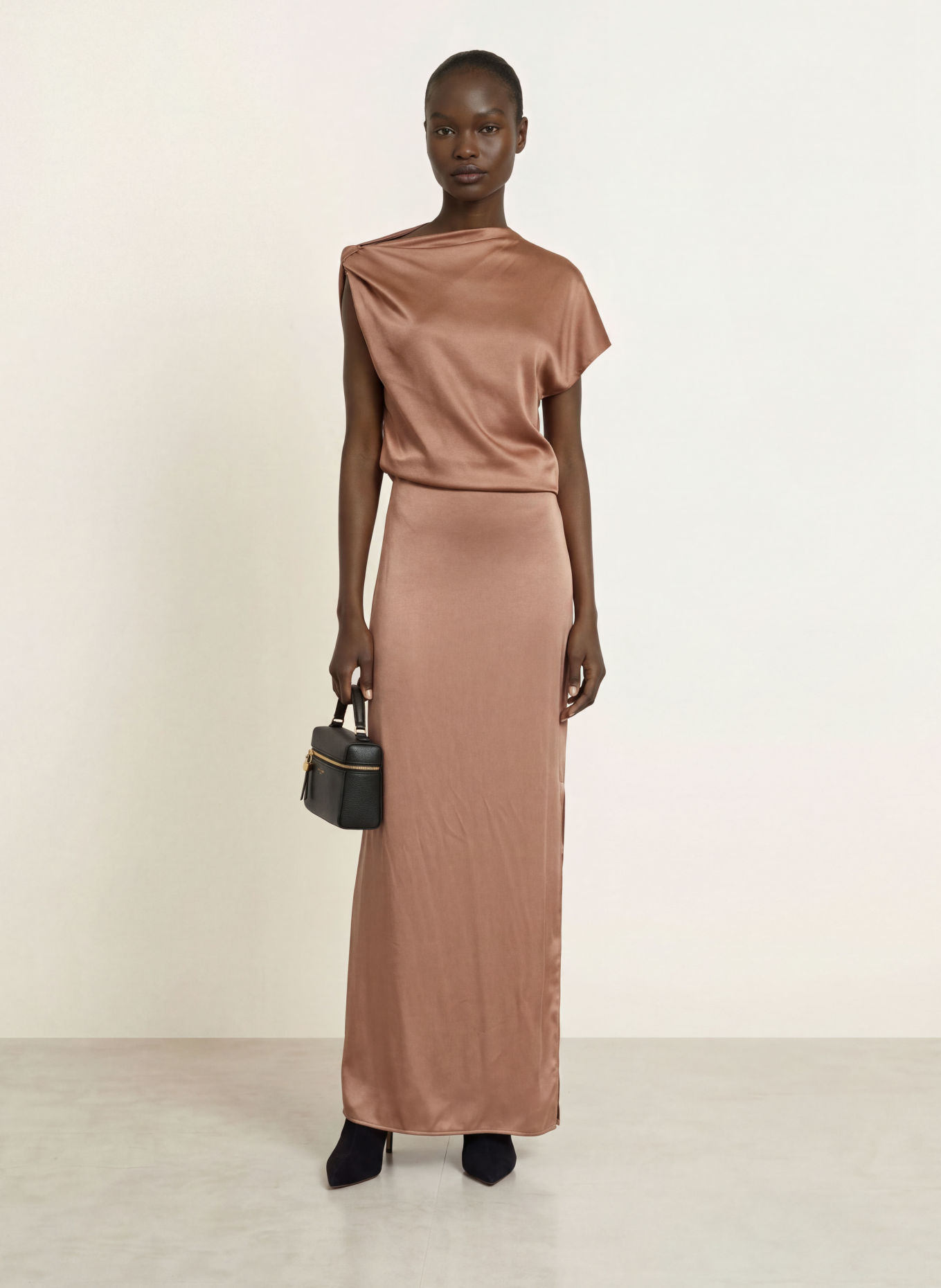 REISS PAIGE Satin Dress: TAUPE
