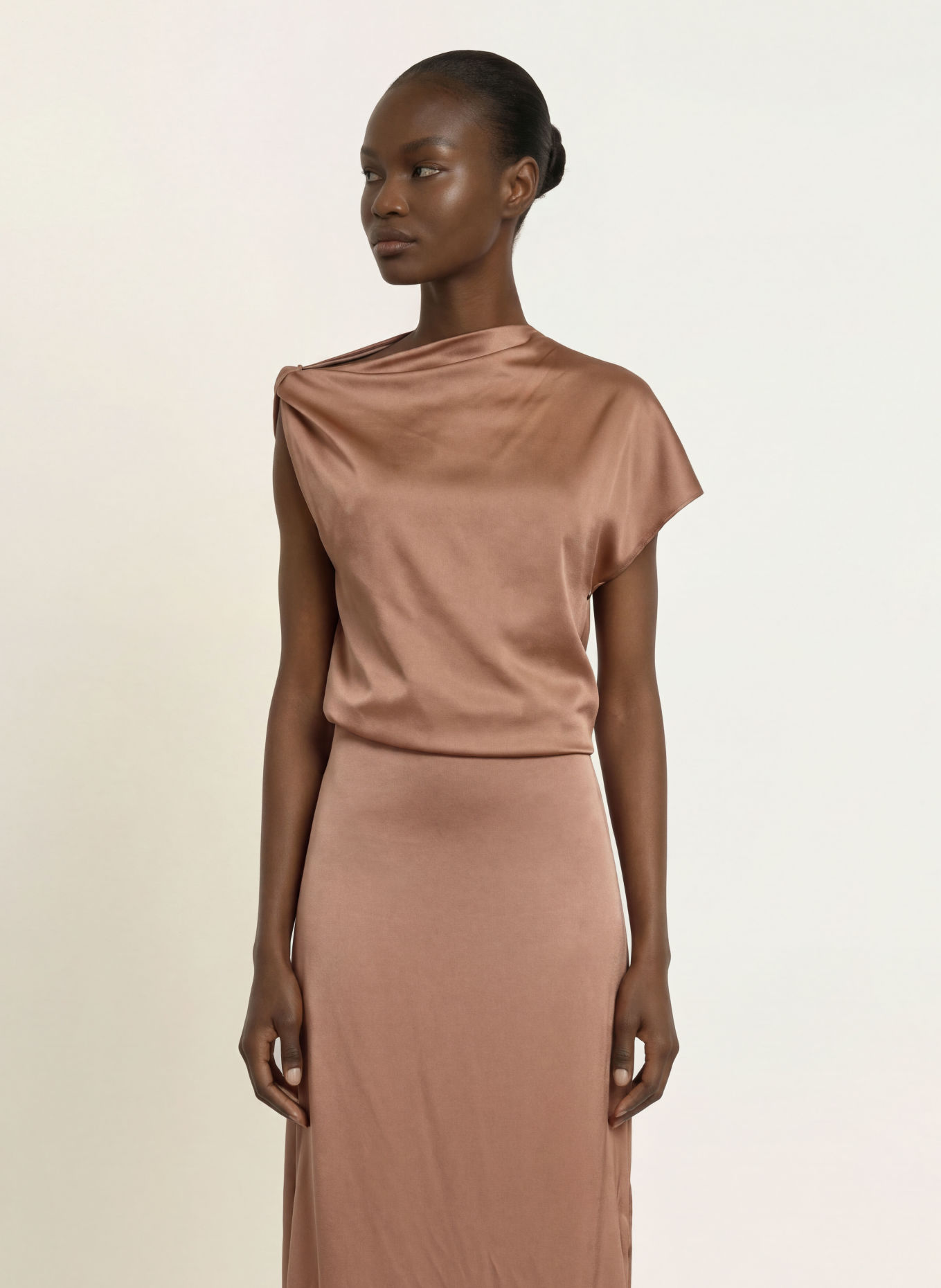 REISS PAIGE Satin Dress: TAUPE