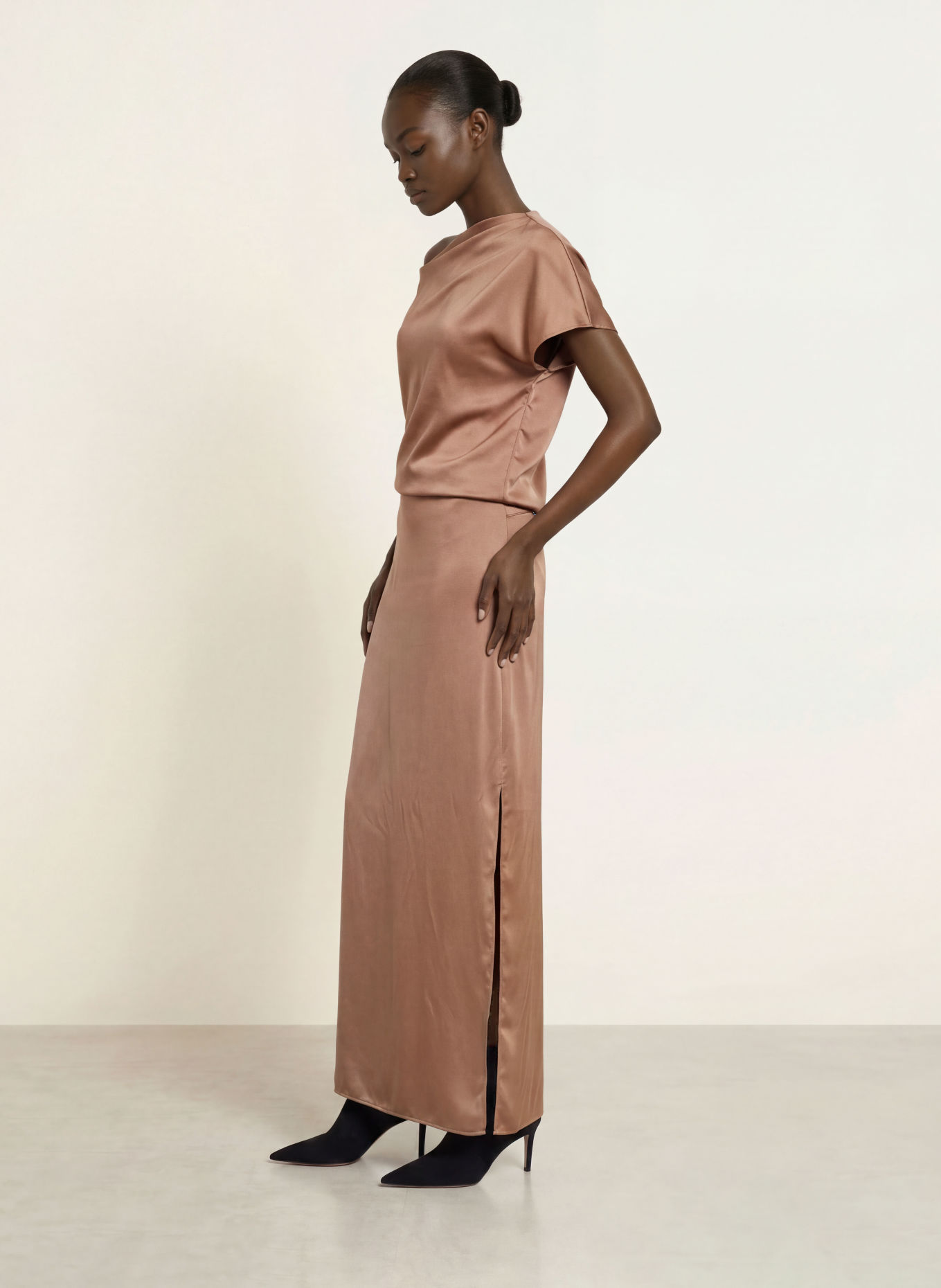 REISS PAIGE Satin Dress: TAUPE