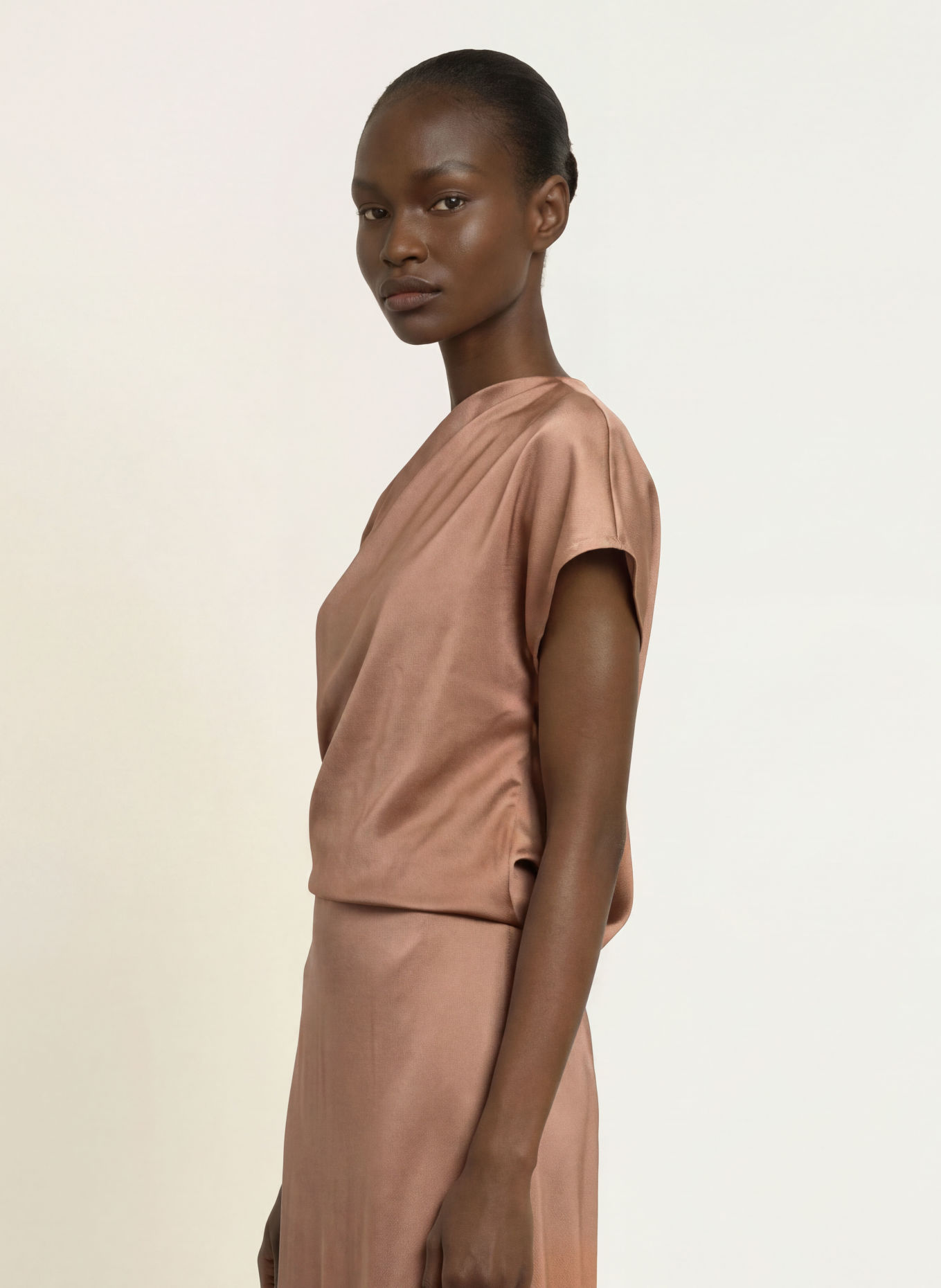 REISS PAIGE Satin Dress: TAUPE