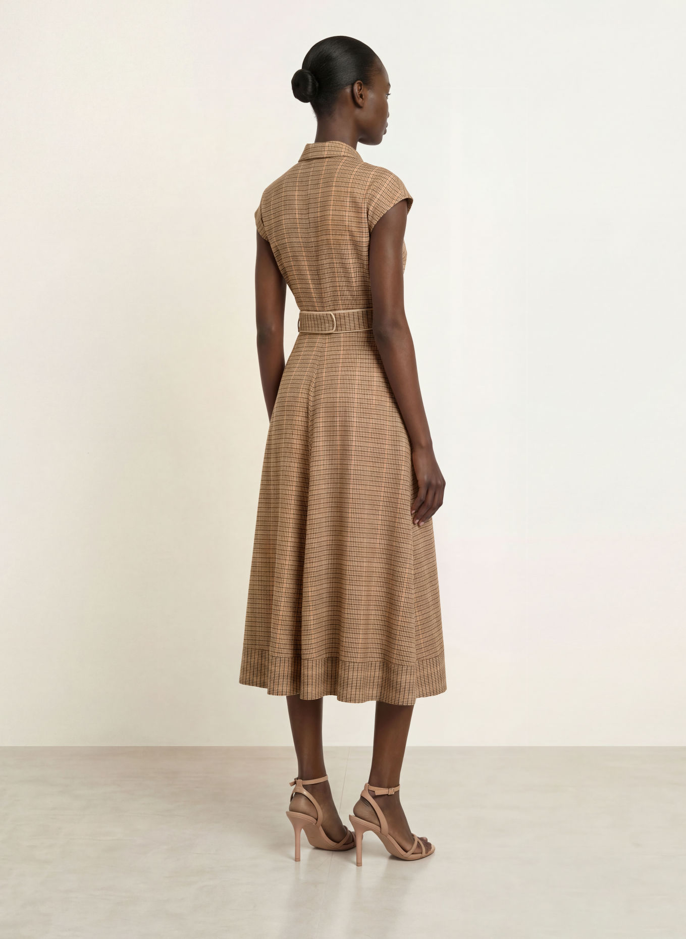 REISS Jurk SAMMIE: BEIGE / DONKERROOD / ZWART