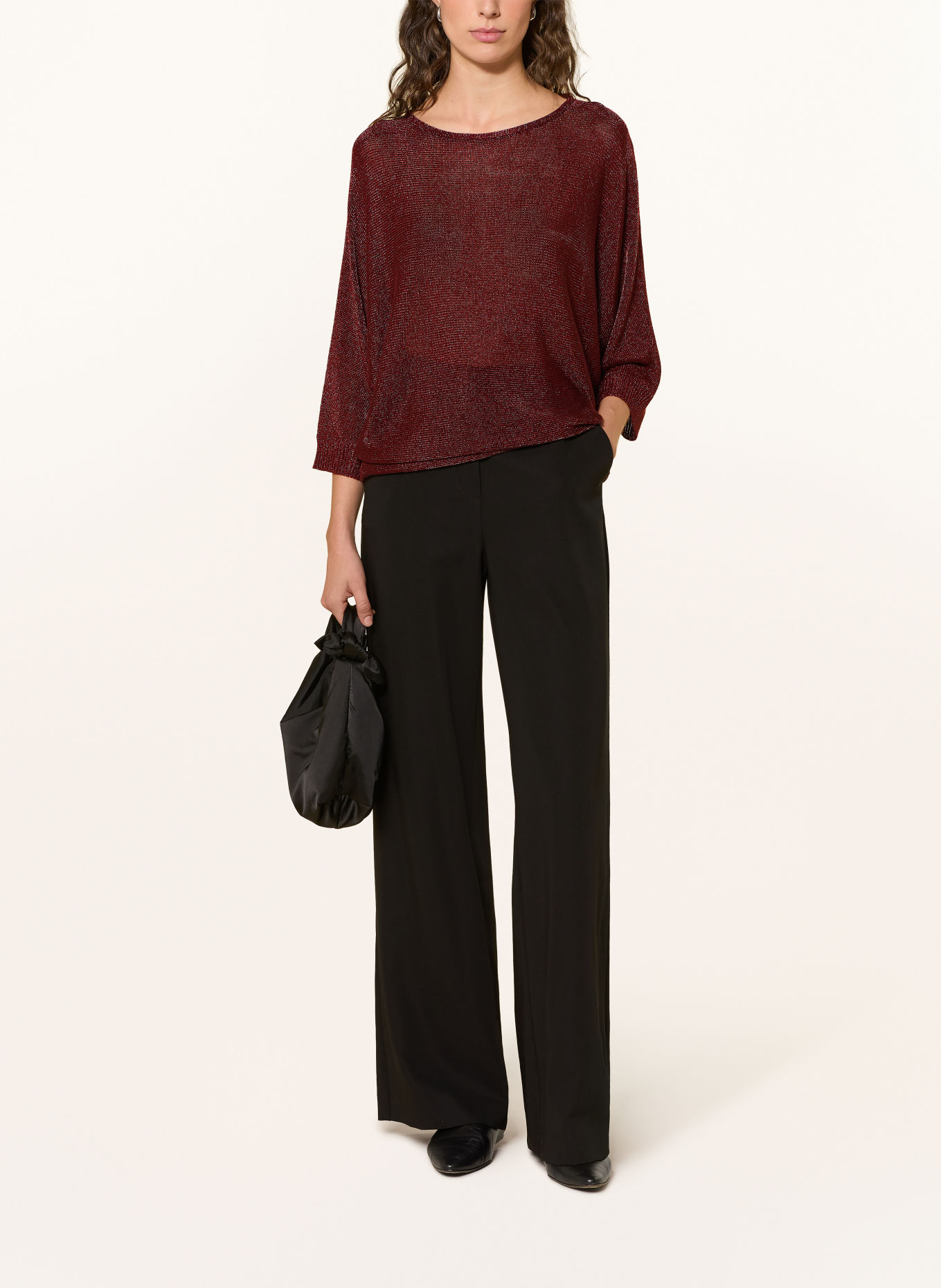 Phase Eight Trui METALLIC CHRISTINE met 3/4-mouwen en glittergaren: BRUIN