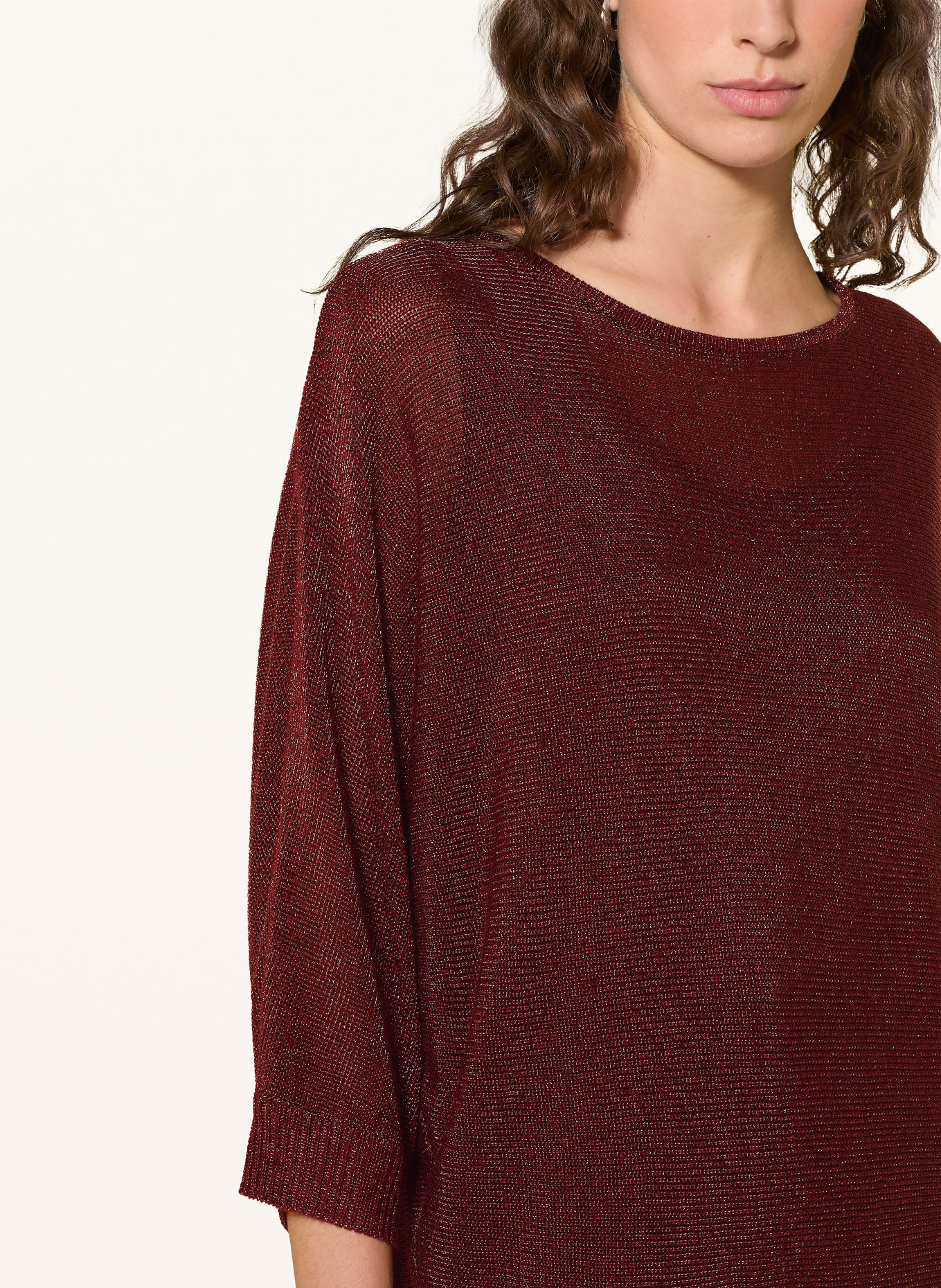 Phase Eight Trui METALLIC CHRISTINE met 3/4-mouwen en glittergaren: BRUIN