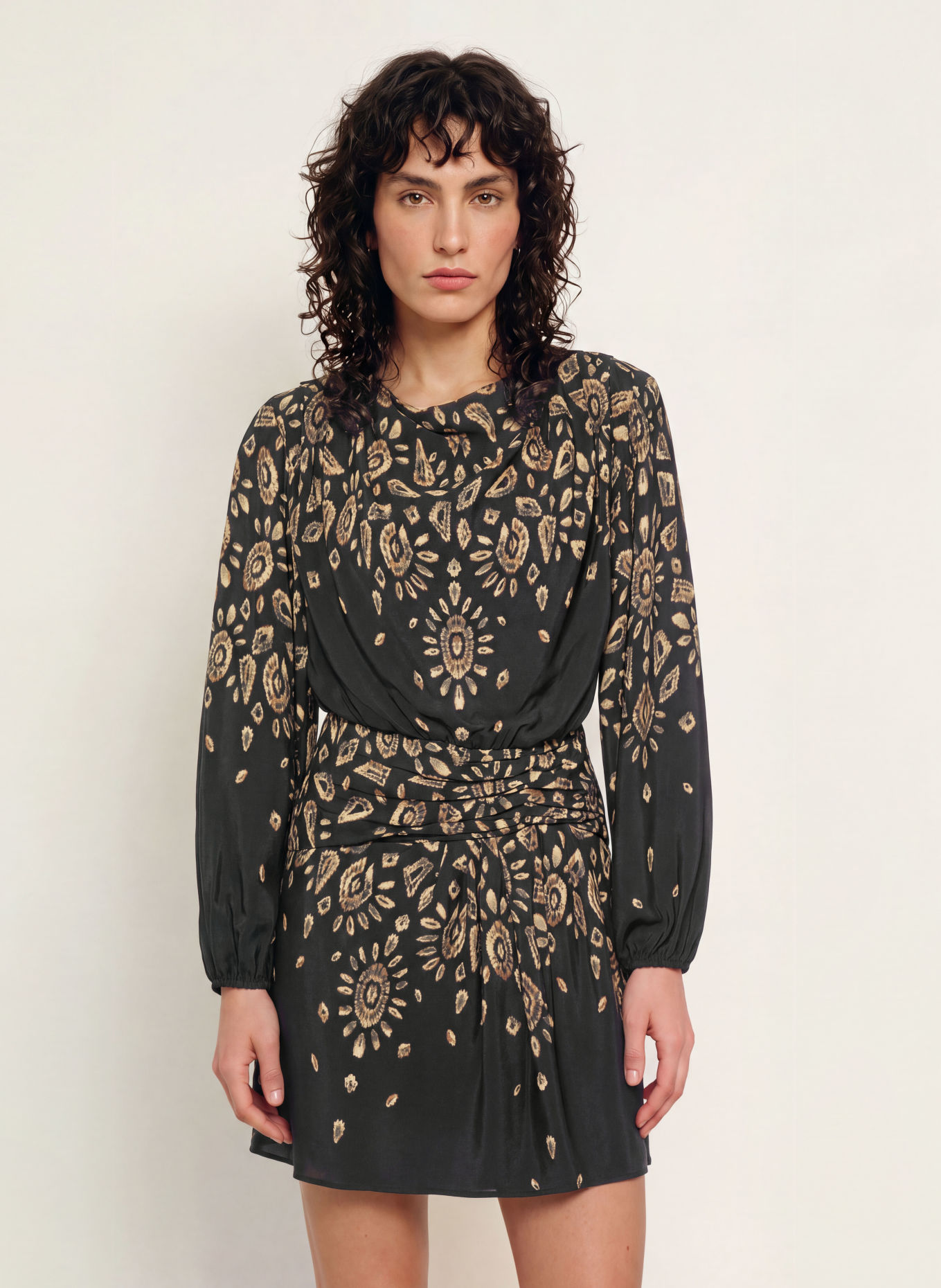 ba&sh BEONA Dress: BLACK / DUSKY PINK / CREAM