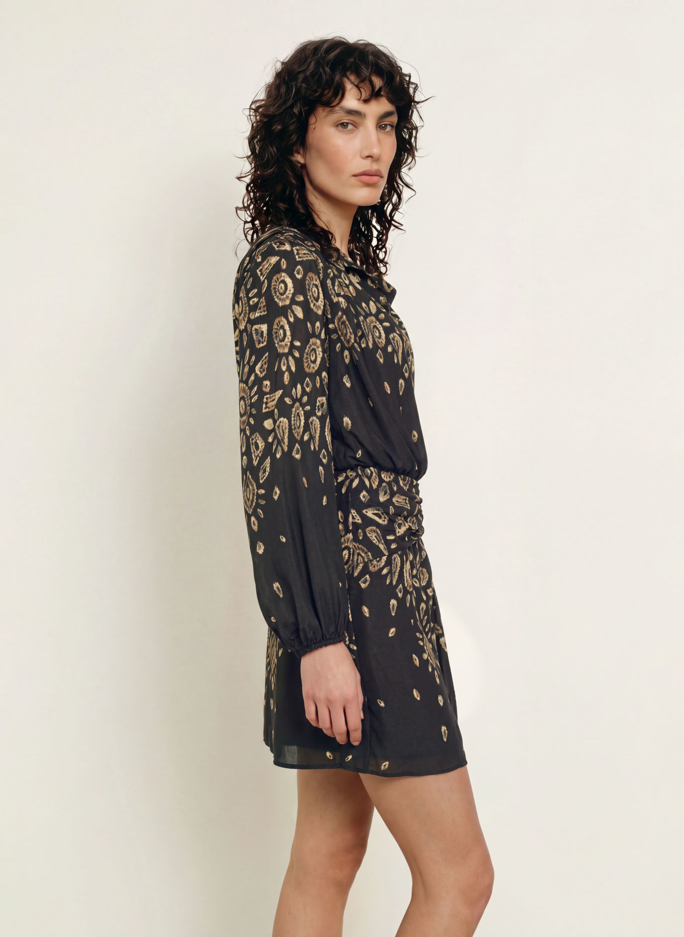 ba&sh BEONA Dress: BLACK / DUSKY PINK / CREAM