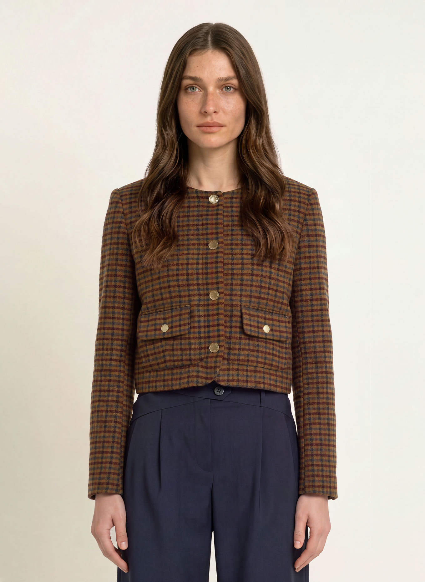 CLAUDIE PIERLOT Kastenjacke: BRAUN / DUNKELBRAUN / ROT
