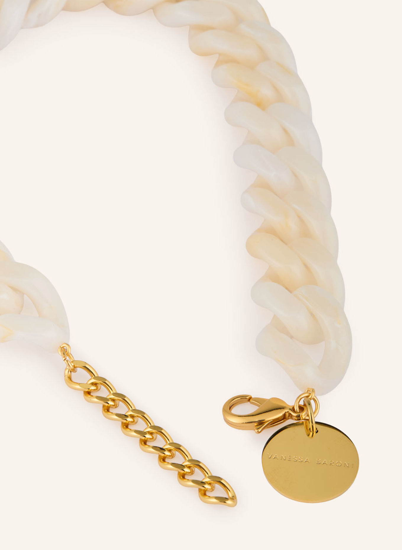 VANESSA BARONI FLAT CHAIN Necklace: CREAM / GOLD