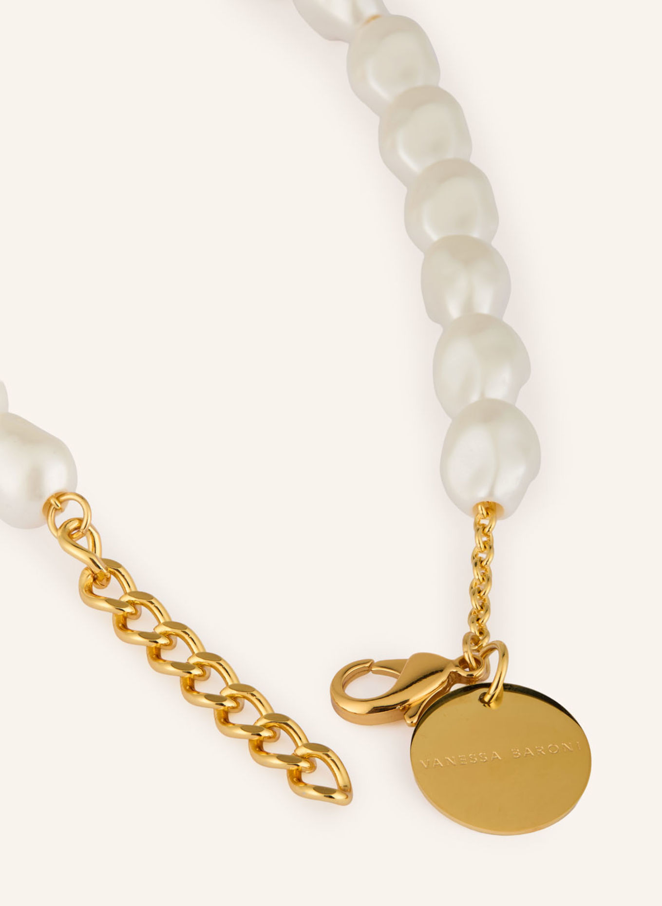 VANESSA BARONI ORGANIC PEARL Necklace: GOLD / WHITE