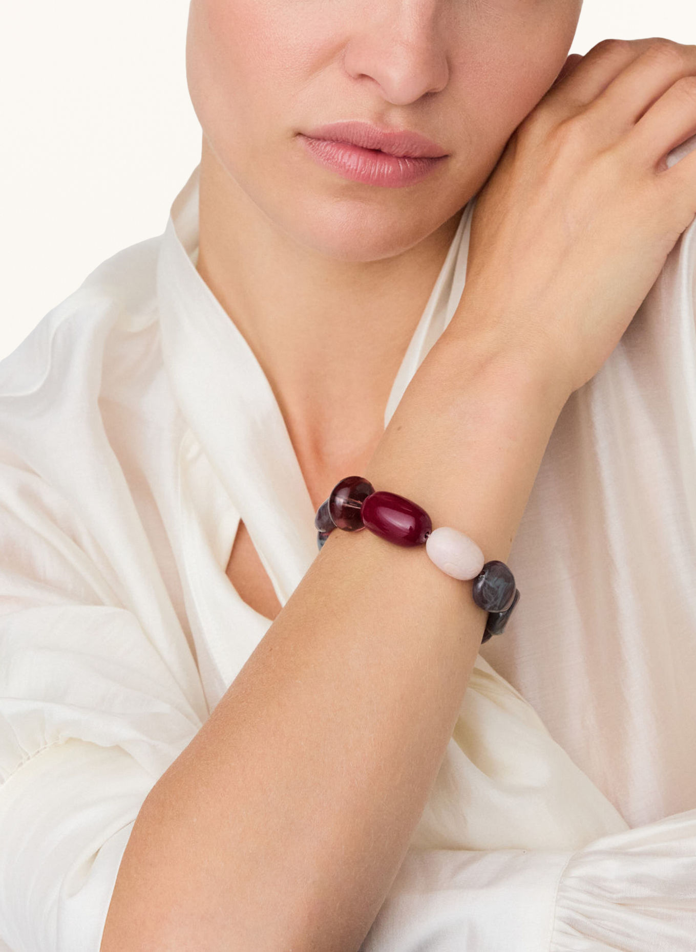 VANESSA BARONI Armbånd: TAUPE / LYSEROSA / MØRKERØD