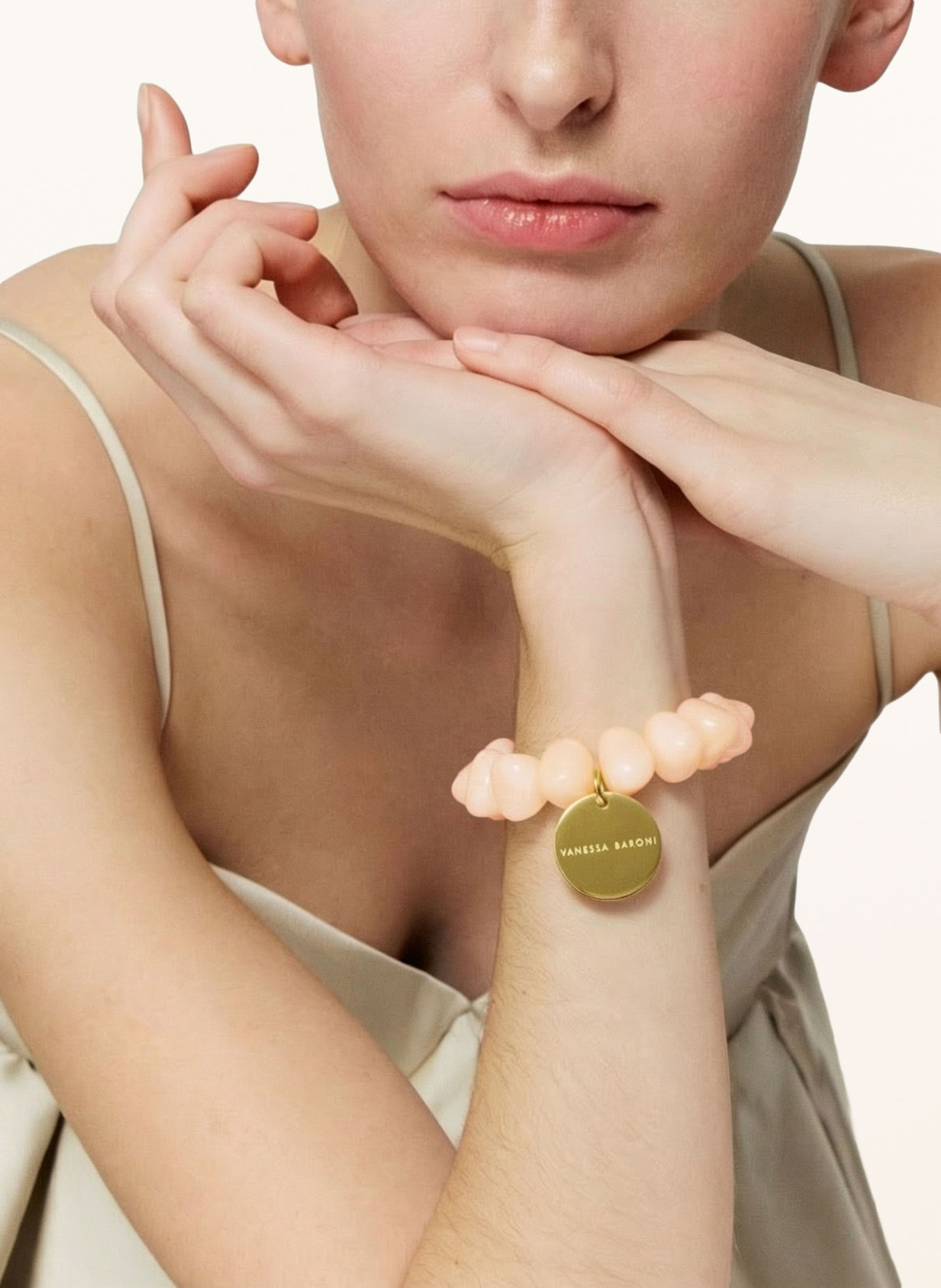 VANESSA BARONI Armbånd STONE FLEX: LYSEORANGE / GULD