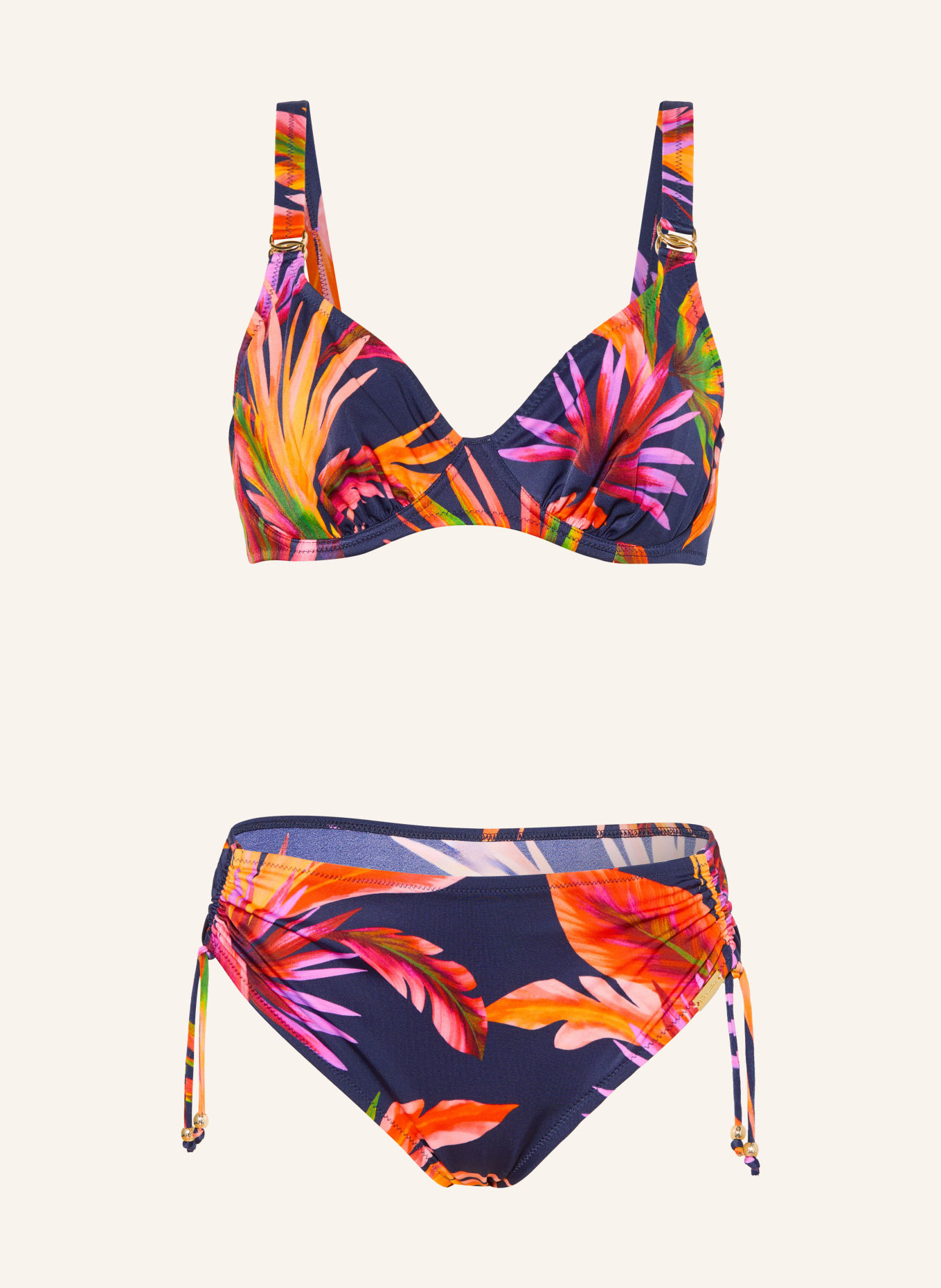 Charmline Bikiny s kosticemi TROPIC VOYAGE: TMAVĚ MODRÁ / NEONOVĚ RŮŽOVÁ / NEONOVĚ ORANŽOVÁ