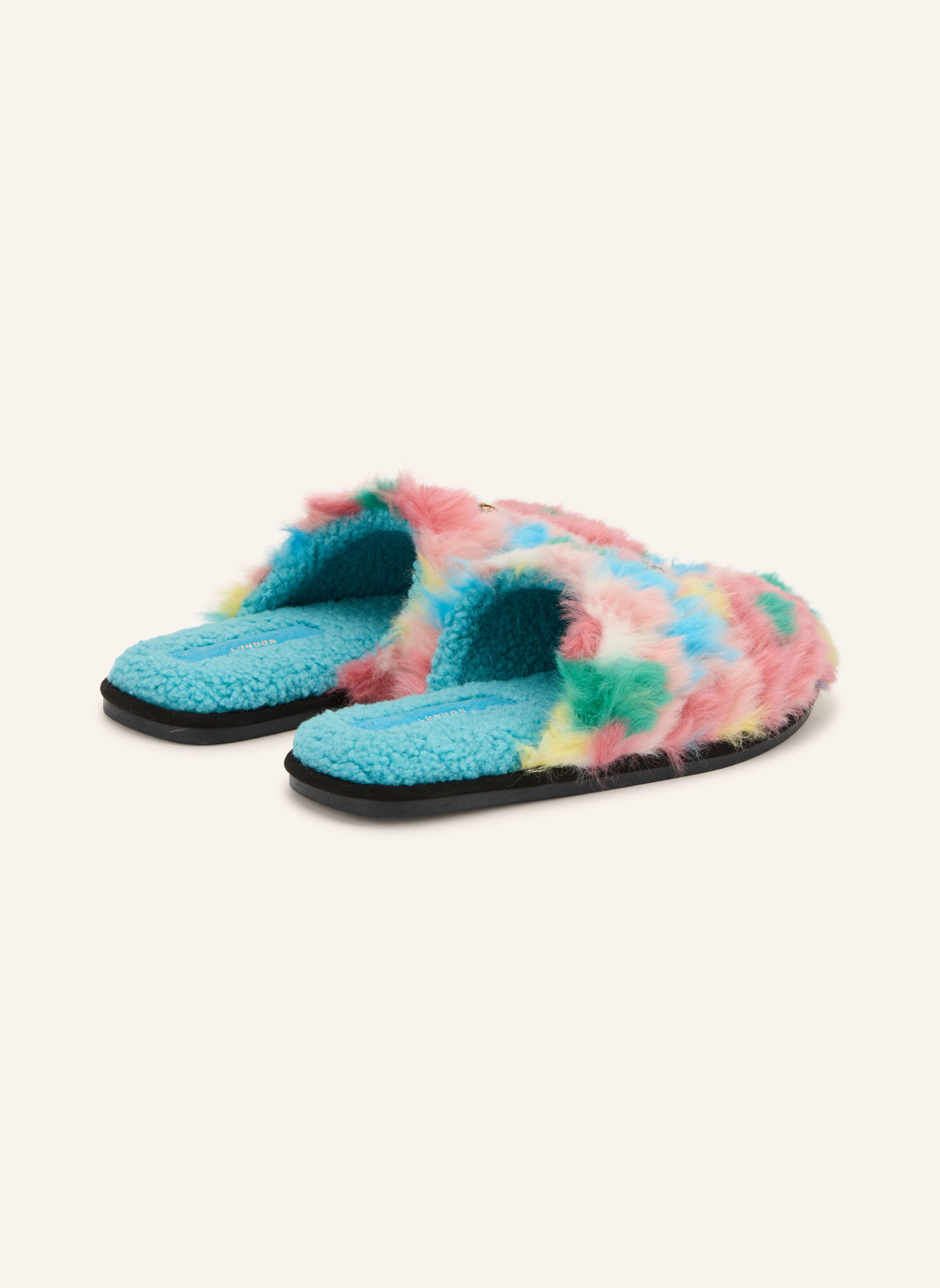 KURT GEIGER KENSINGTON Slippers with Rhinestones: PINK / GREEN / TURQUOISE