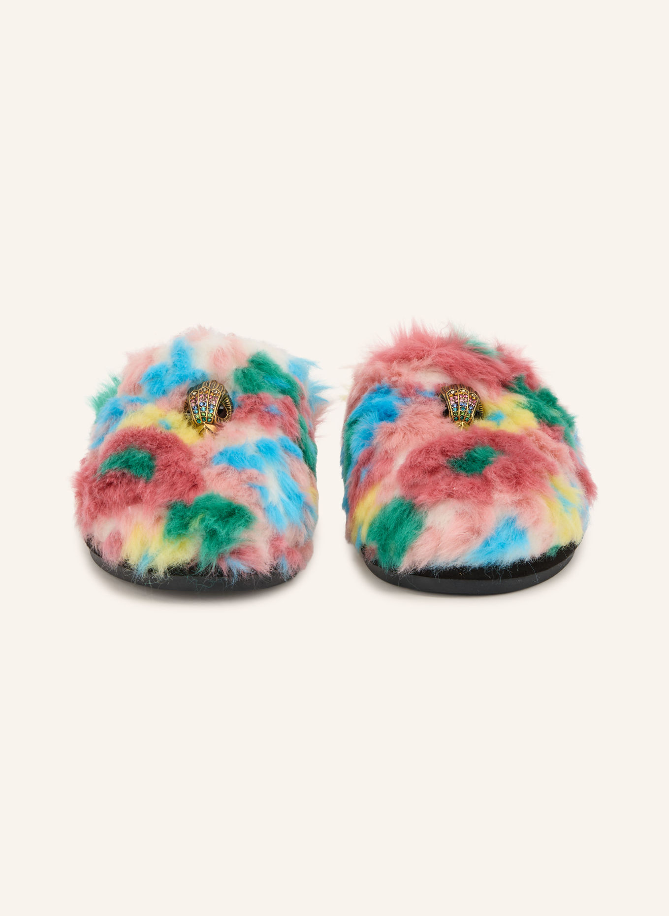KURT GEIGER KENSINGTON Slippers with Rhinestones: PINK / GREEN / TURQUOISE