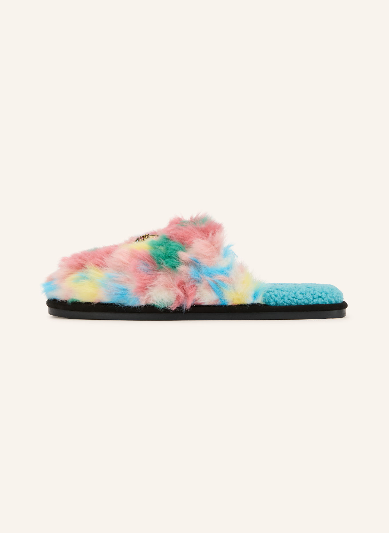 KURT GEIGER KENSINGTON Slippers with Rhinestones: PINK / GREEN / TURQUOISE