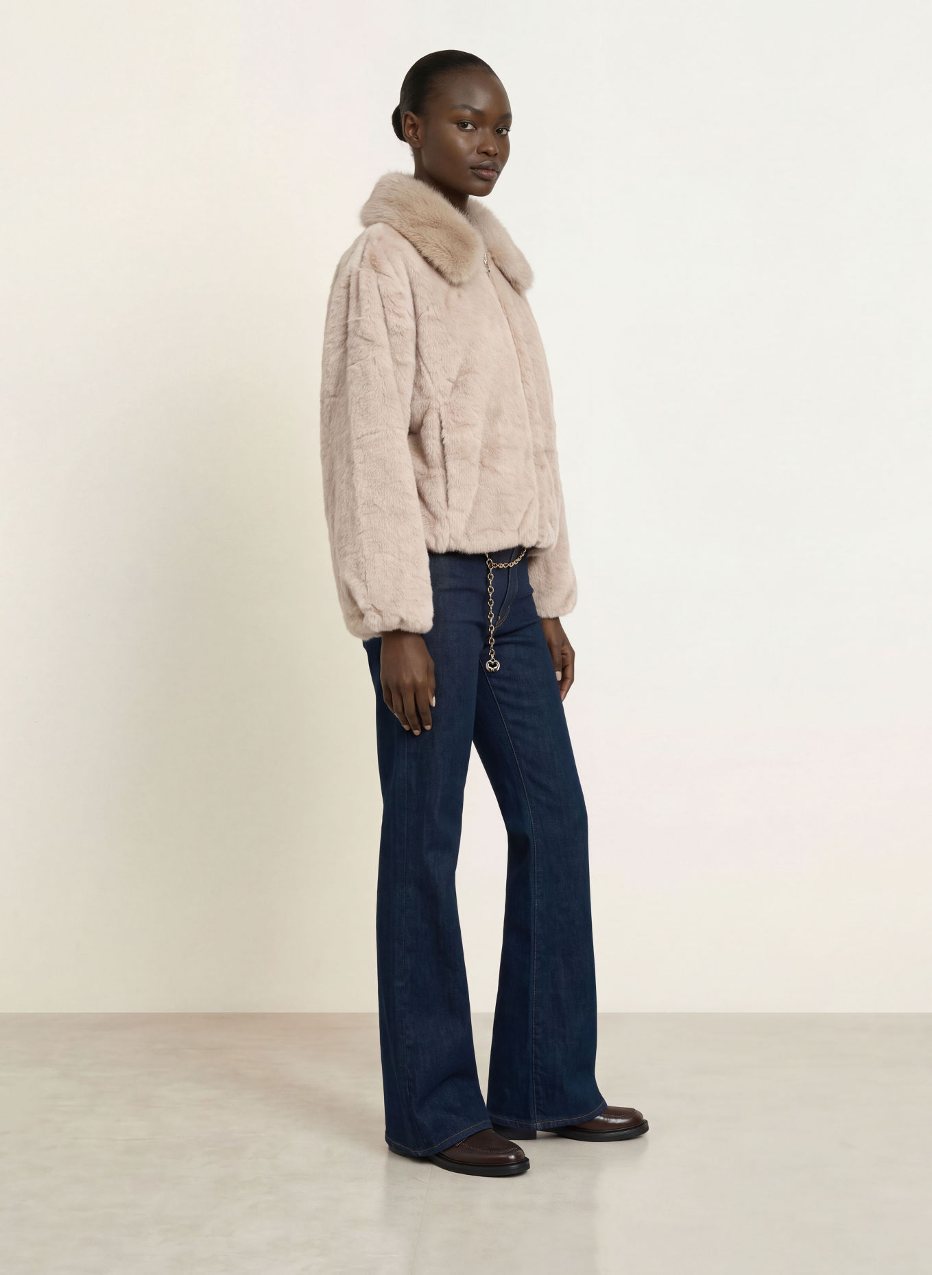 maje Kunstfell-Blouson: BEIGE