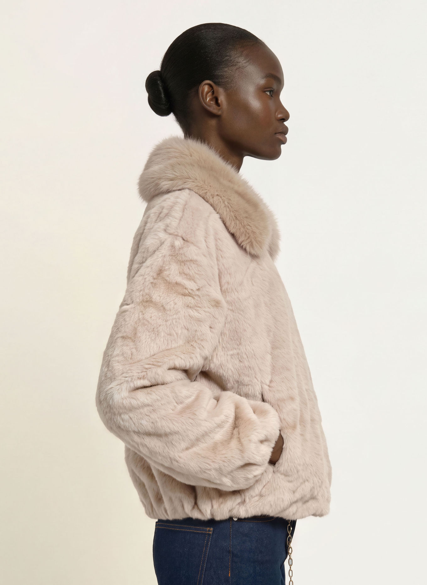 maje Kunstfell-Blouson: BEIGE