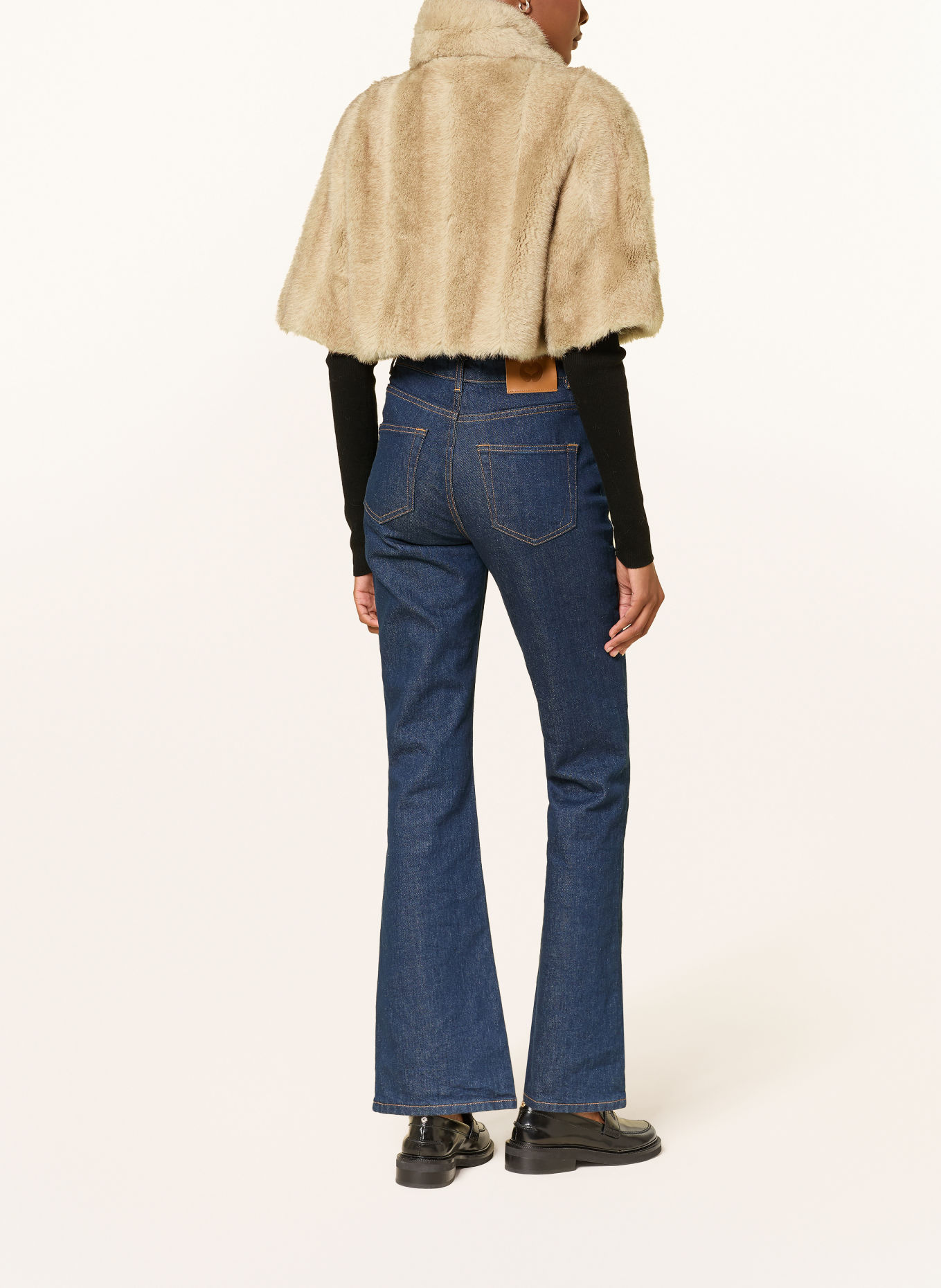 maje Kunstfell-Bolero mit abnehmbarem Schal: BEIGE