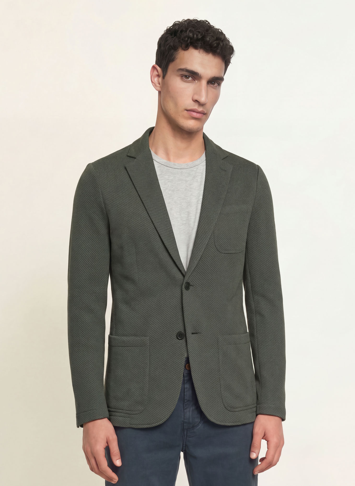 FAHERTY Stricksakko Extra Slim Fit: KHAKI