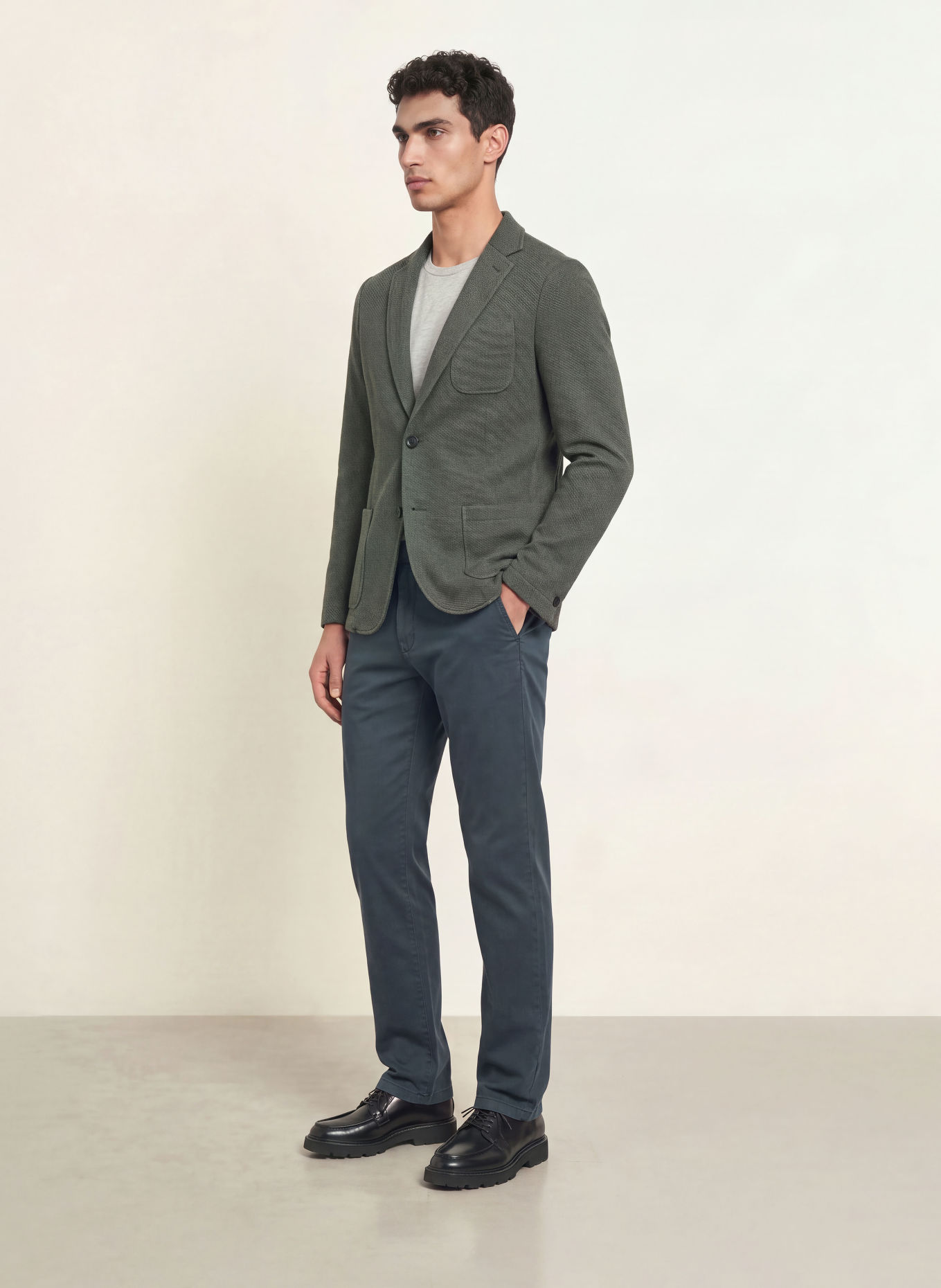 FAHERTY Stricksakko Extra Slim Fit: KHAKI