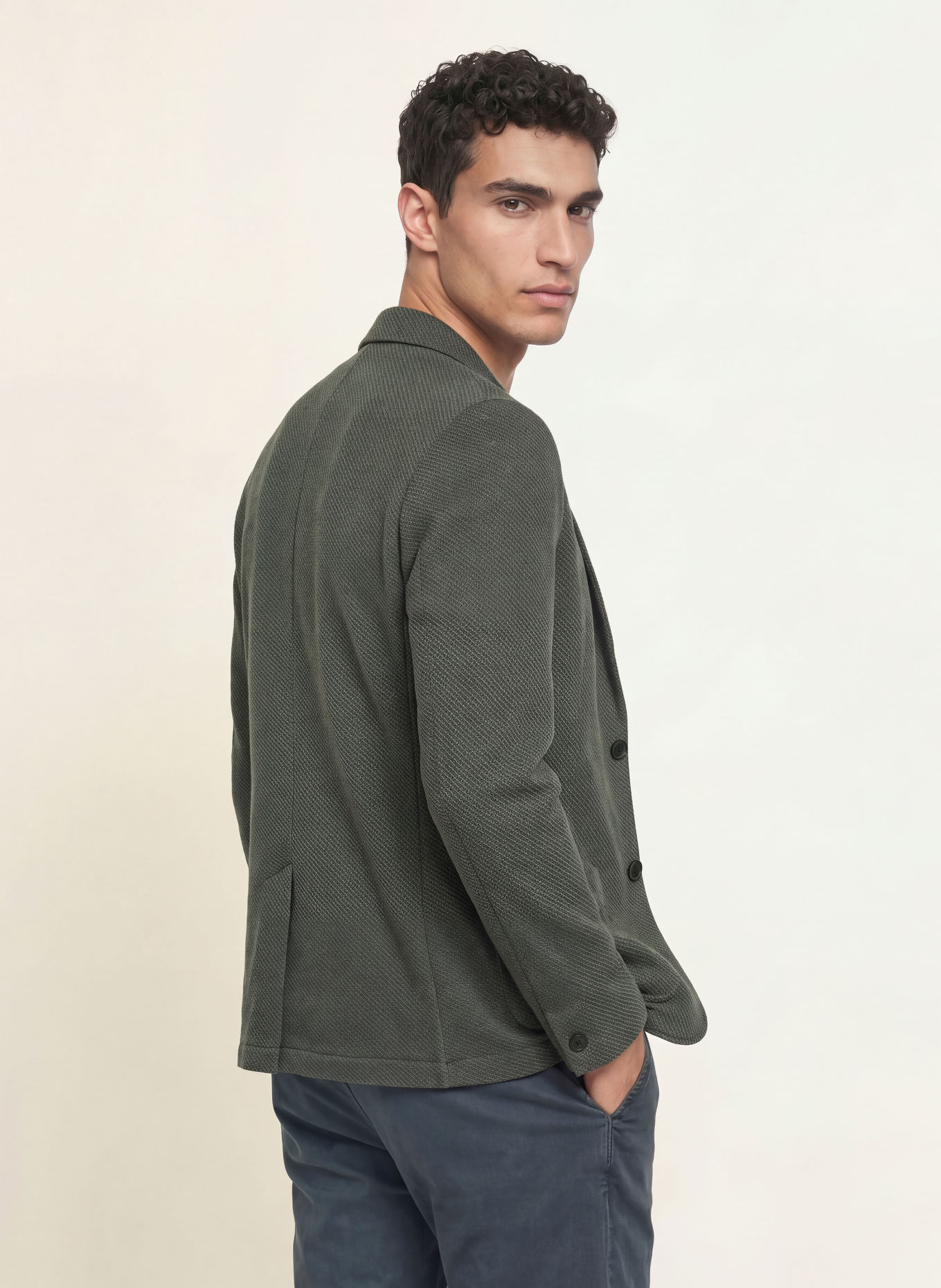 FAHERTY Stricksakko Extra Slim Fit: KHAKI
