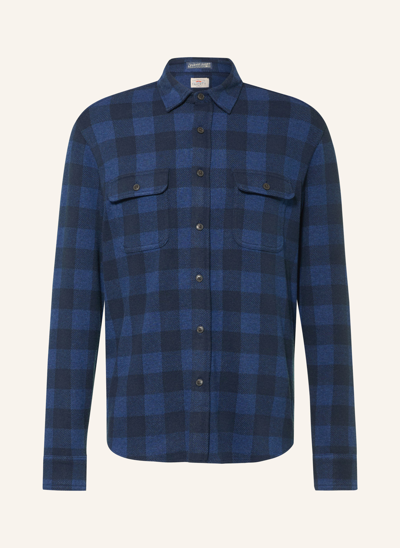 FAHERTY Comfort Fit Flannel Shirt: DARK BLUE / BLACK