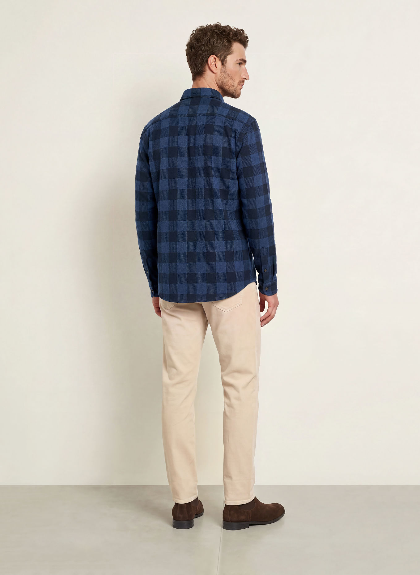 FAHERTY Comfort Fit Flannel Shirt: DARK BLUE / BLACK