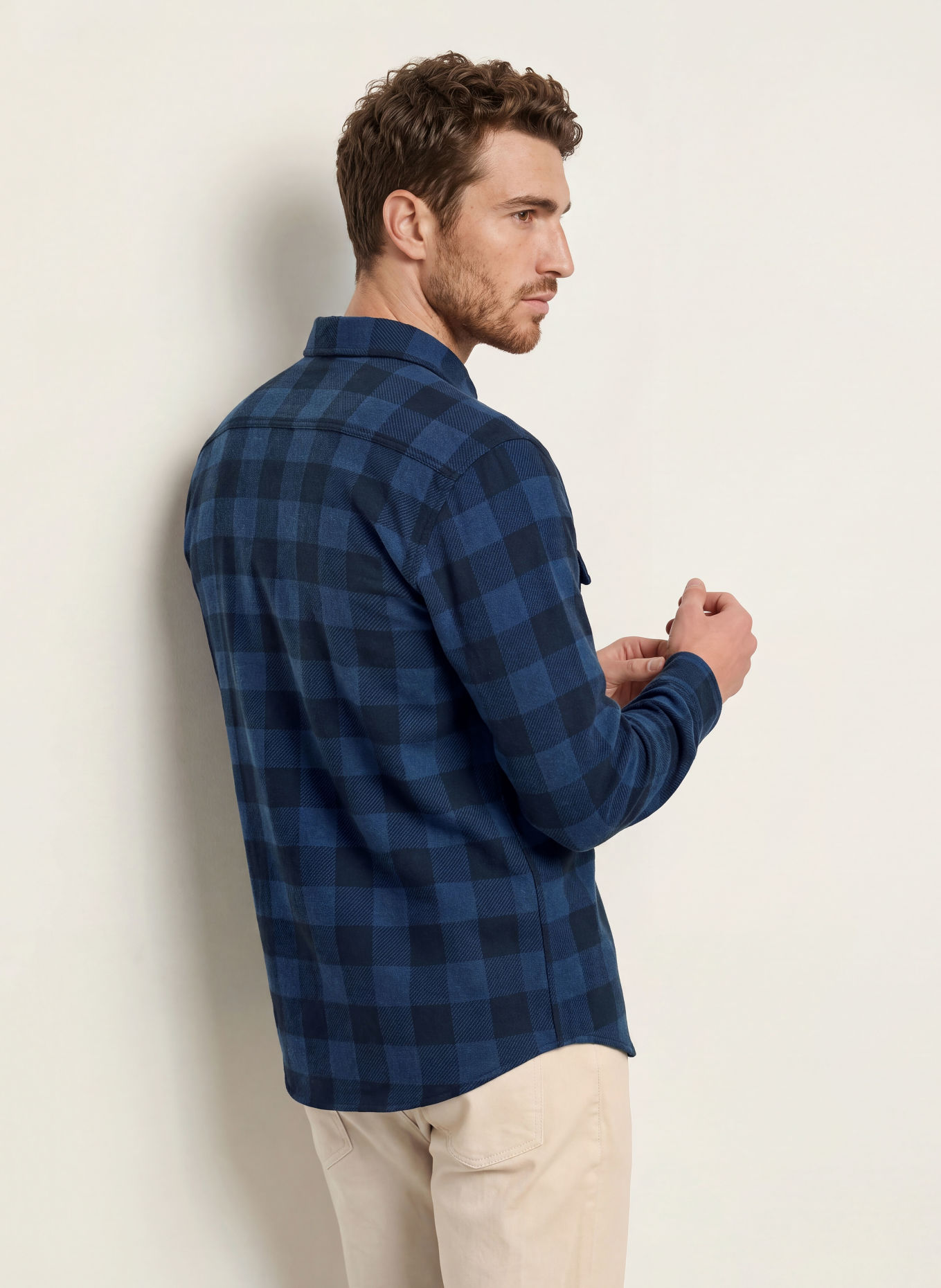 FAHERTY Comfort Fit Flannel Shirt: DARK BLUE / BLACK