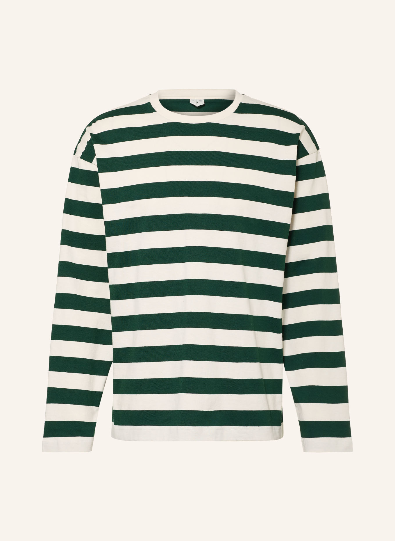 ARKET Long-sleeve shirt: DARK GREEN / WHITE