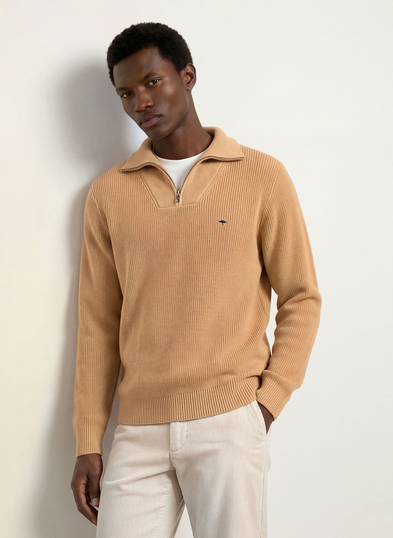 FYNCH-HATTON Half-zip sweater: BEIGE