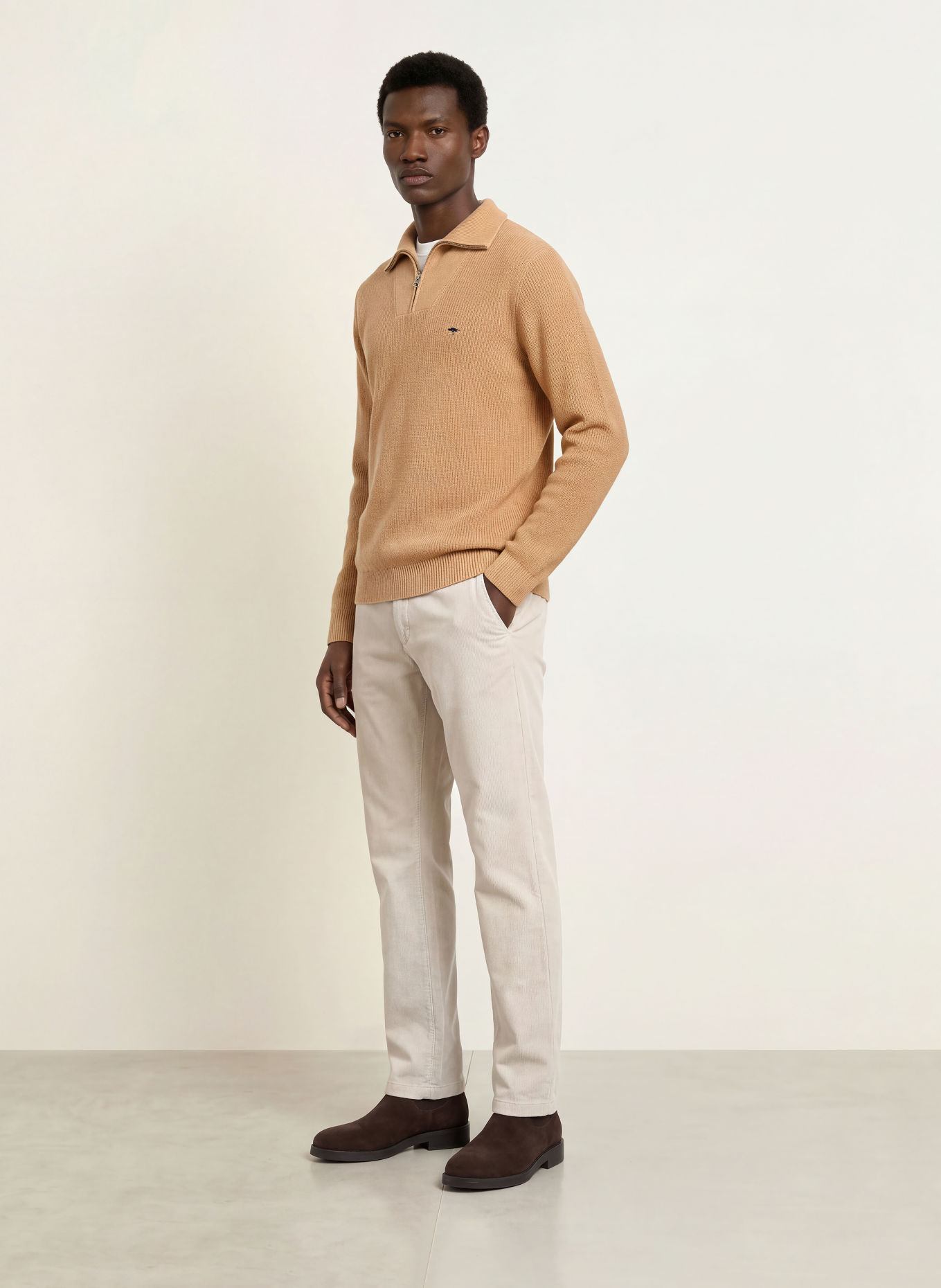 FYNCH-HATTON Half-zip sweater: BEIGE
