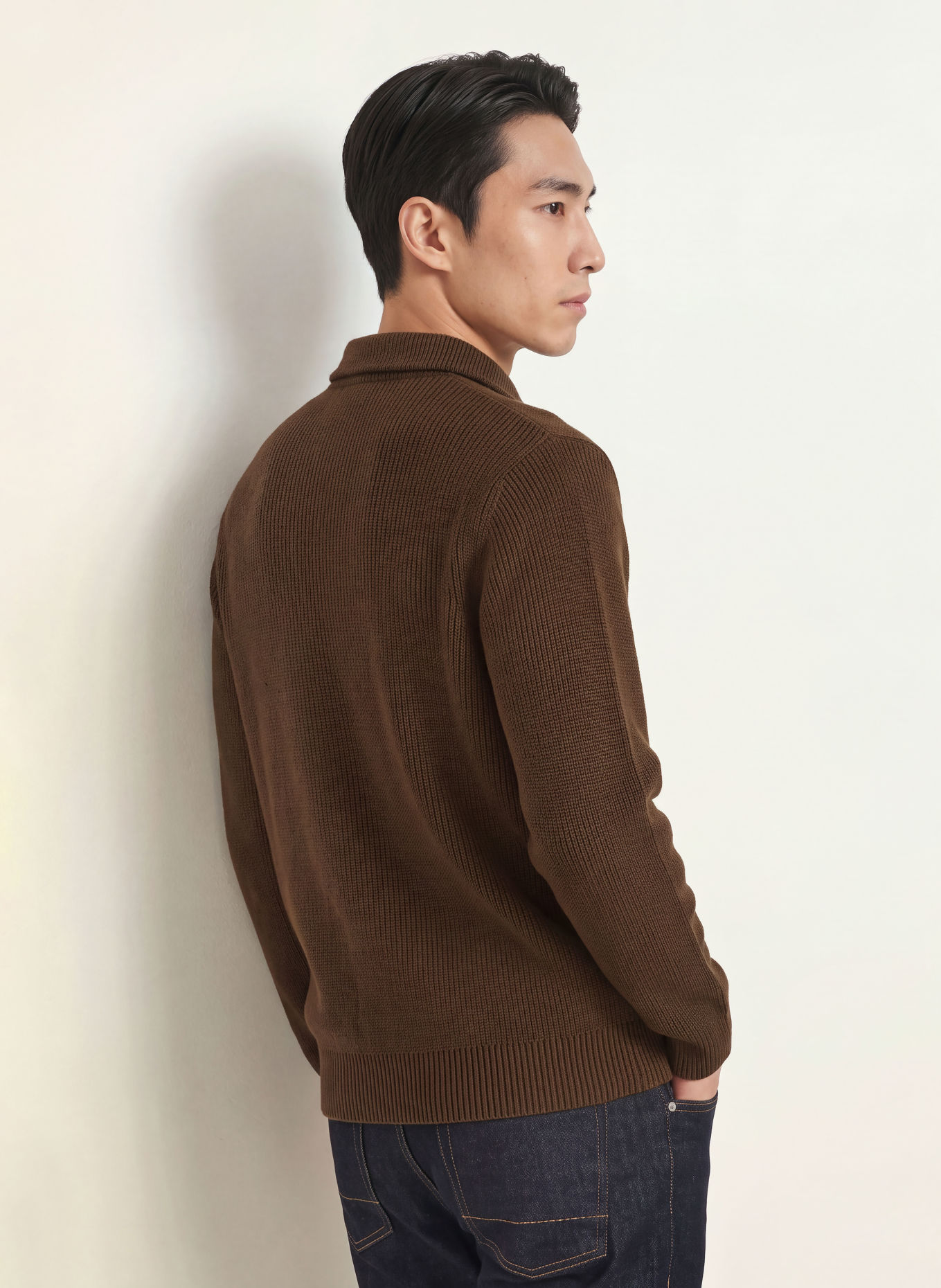 FYNCH-HATTON Half-zip sweater: DARK BROWN