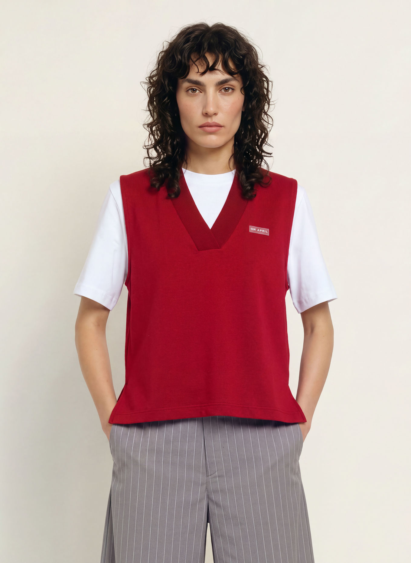 OH APRIL Sweat-spencer BRIELLA: DONKERROOD