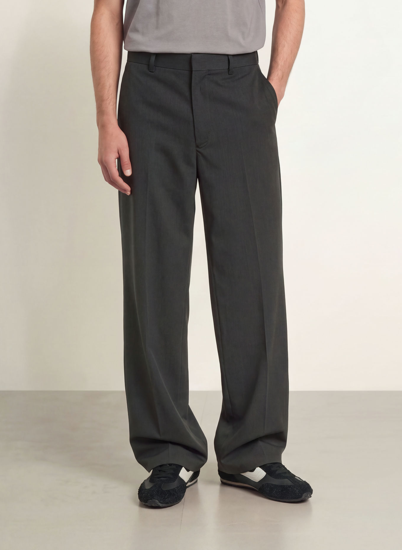 ALLSAINTS MOOR Regular Fit Trousers: DARK GRAY