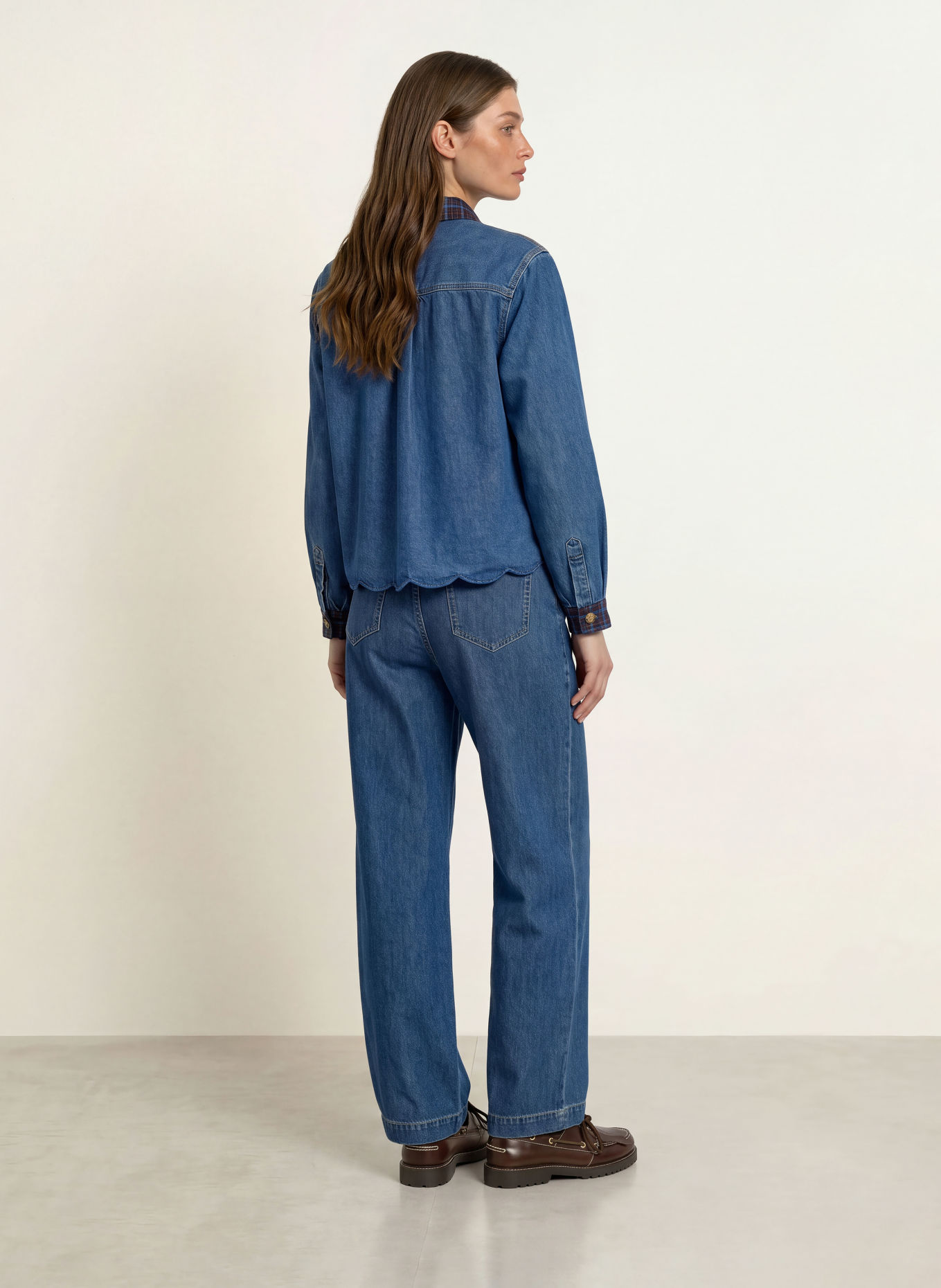 CLAUDIE PIERLOT Jeansbluse: BLAU / ROT / GRÜN