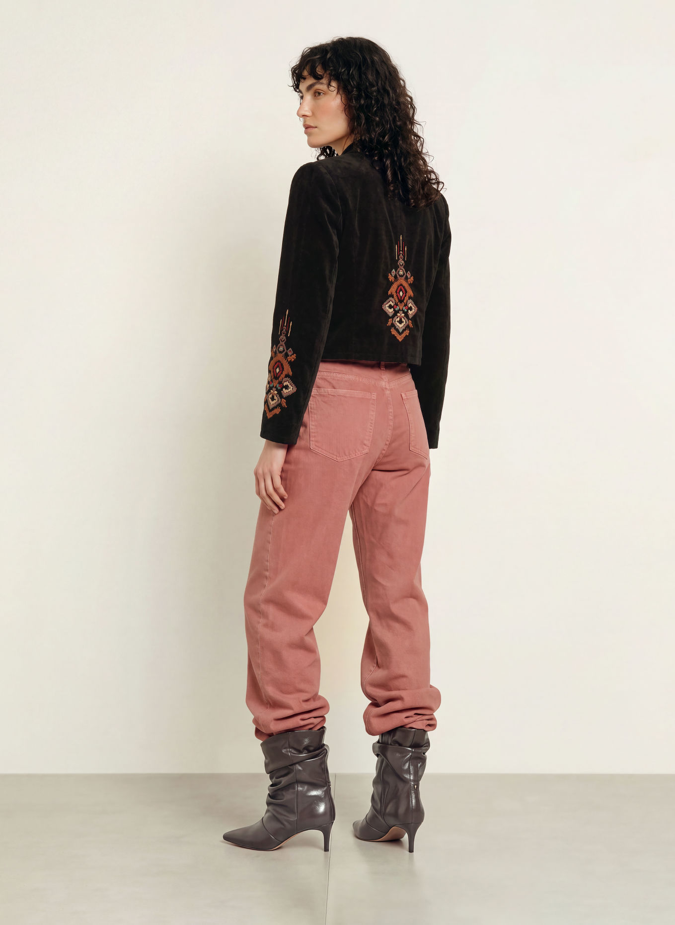 ba&sh BAYA Boxy jacket in Velvet: BLACK / BROWN / BEIGE