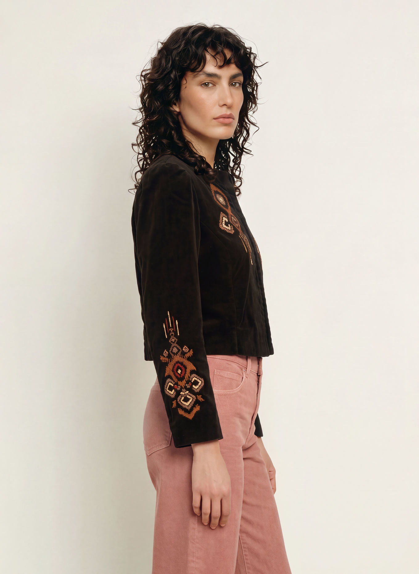 ba&sh BAYA Boxy jacket in Velvet: BLACK / BROWN / BEIGE
