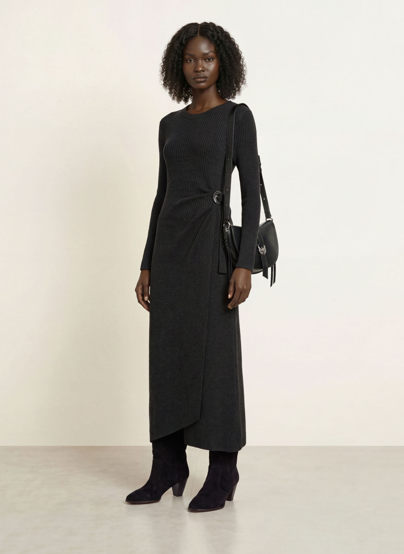 ba&sh BAMAYA Knit Dress: DARK GRAY