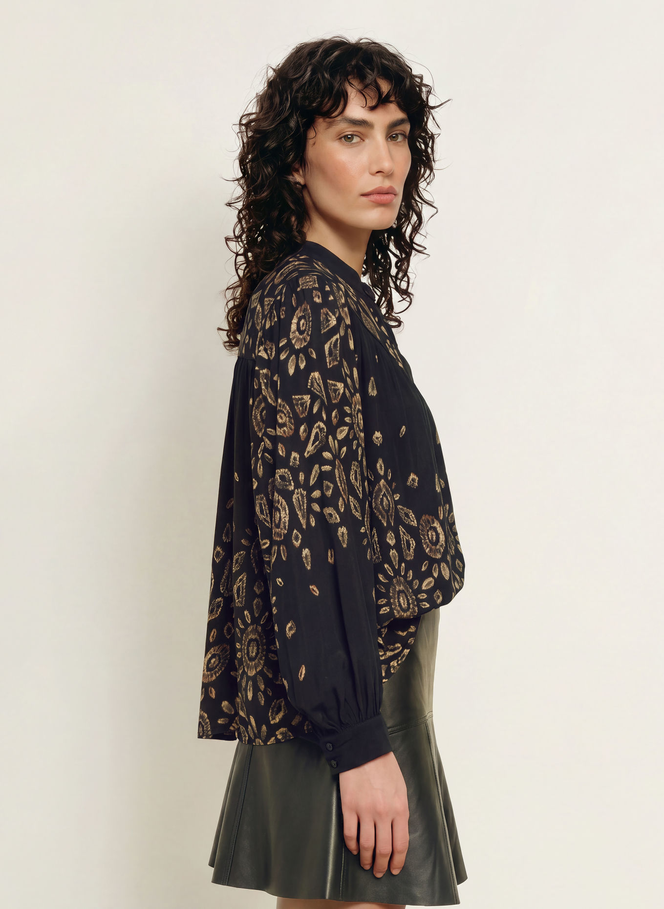 ba&sh BRAVA Blouse: BLACK / LIGHT RED / DARK GREEN