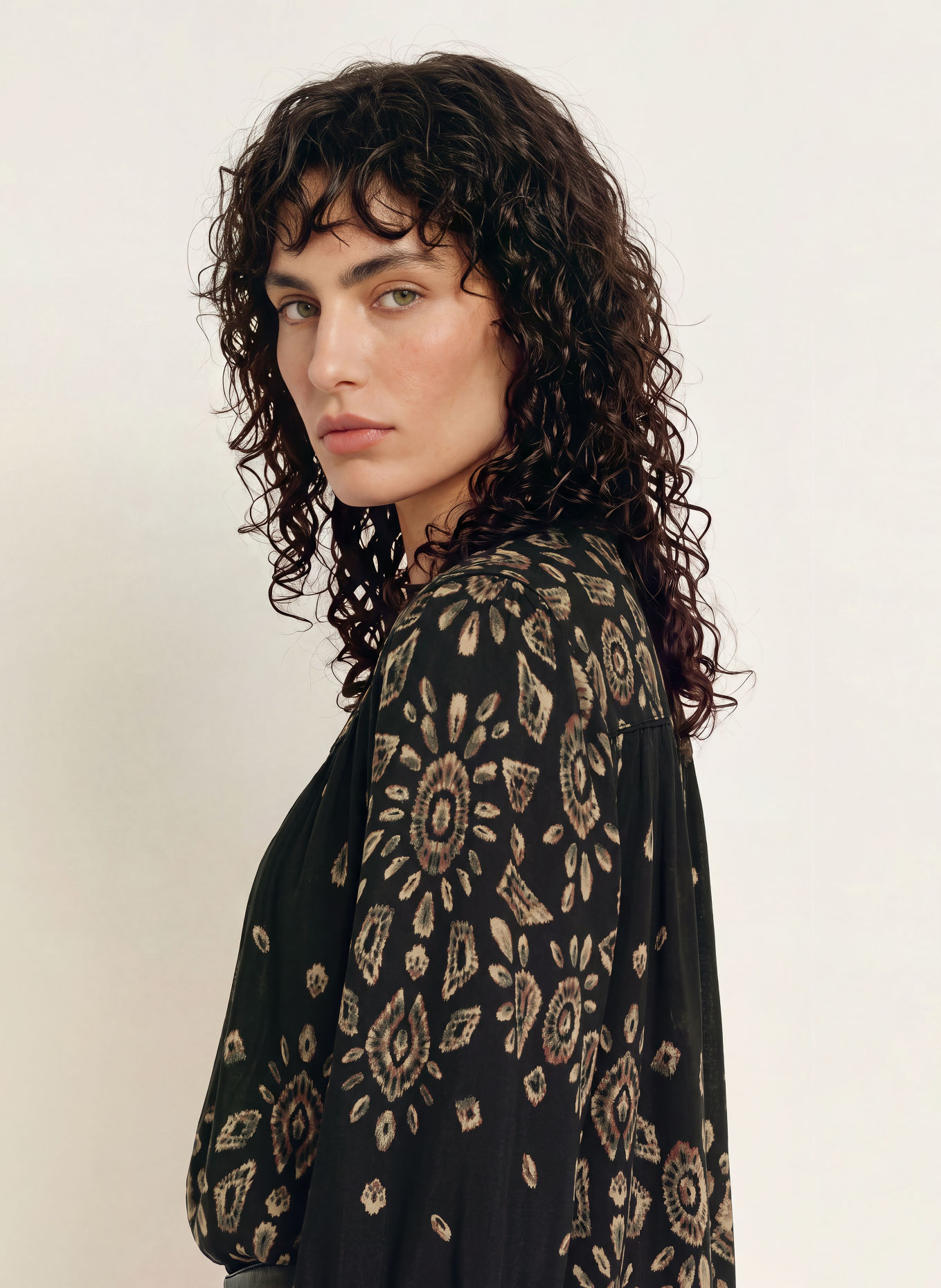 ba&sh BRAVA Blouse: BLACK / LIGHT RED / DARK GREEN