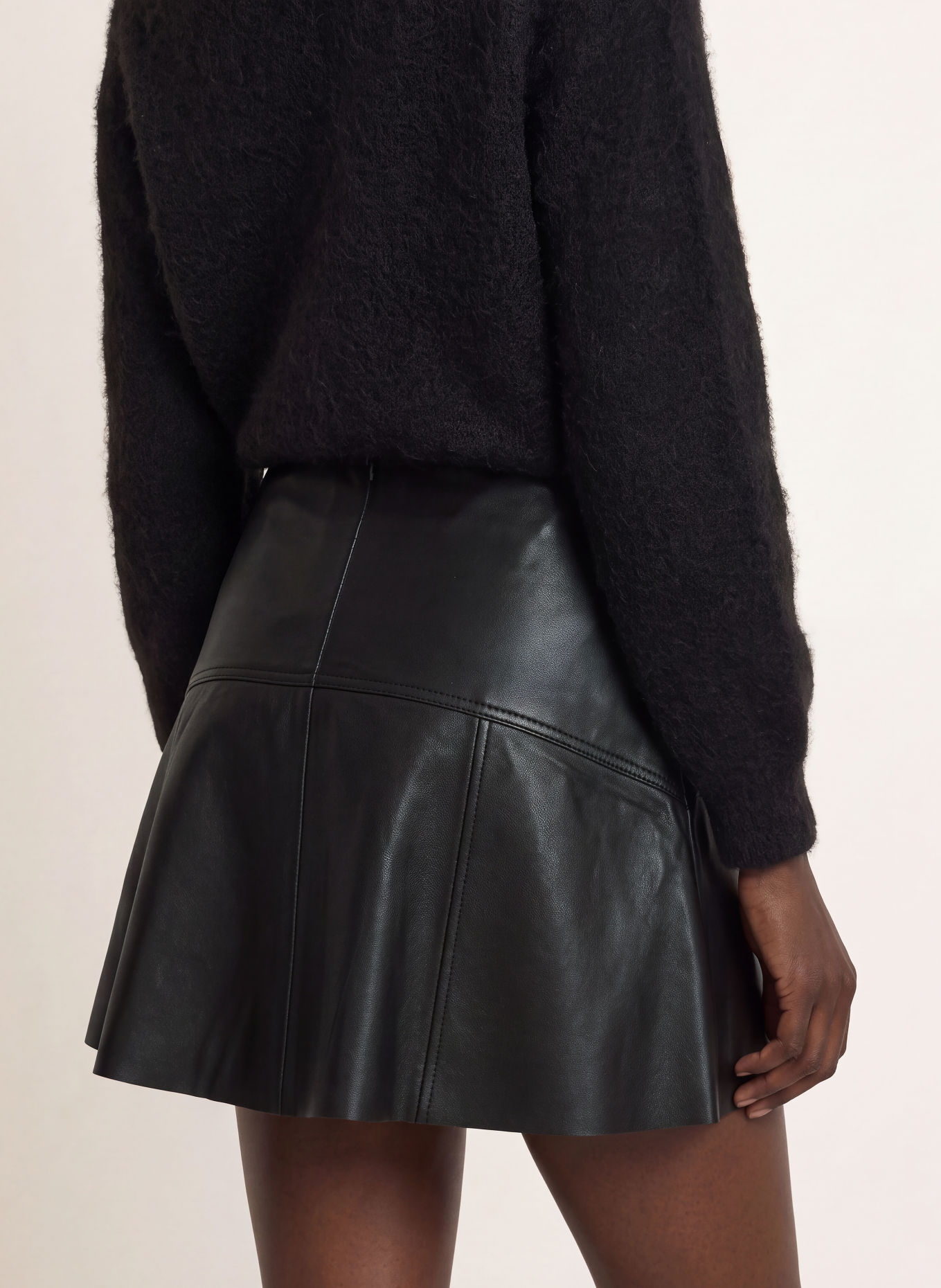 ba&sh SEVA Leather Skirt: BLACK