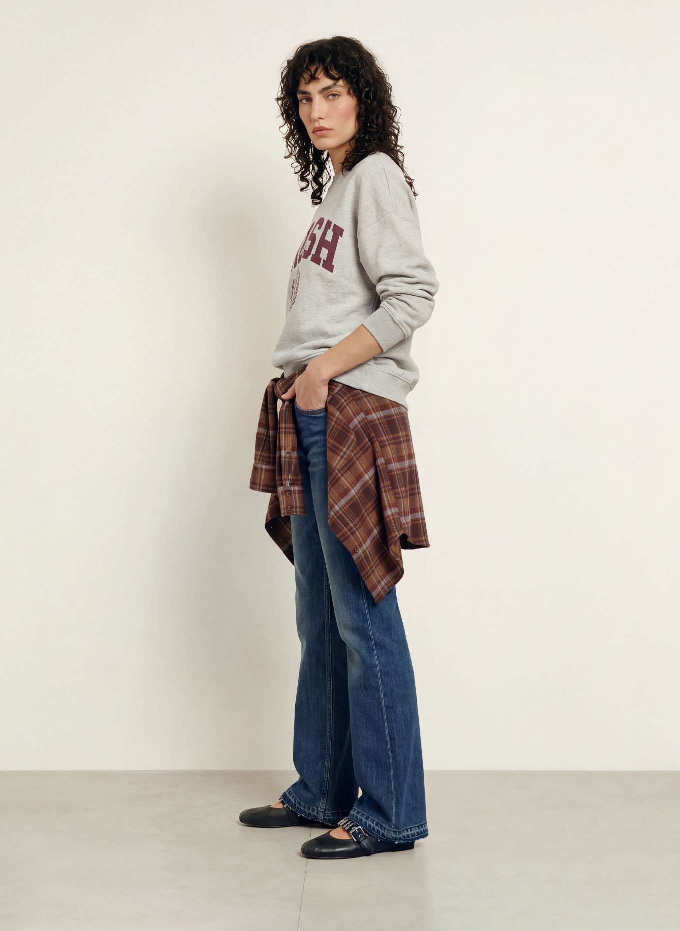 ba&sh FENJA Sweatshirt: GRAY / DARK PURPLE