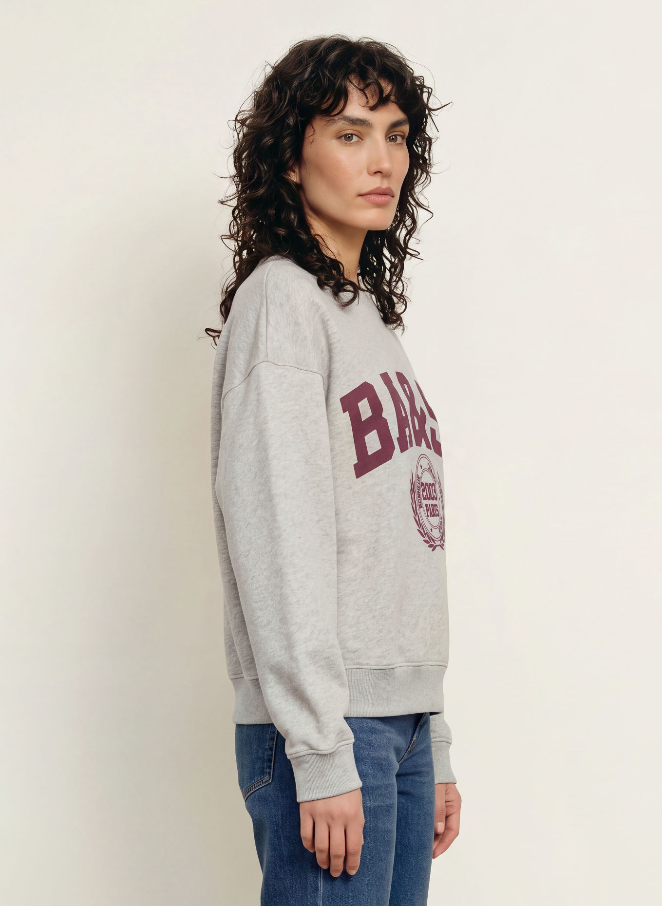 ba&sh FENJA Sweatshirt: GRAY / DARK PURPLE