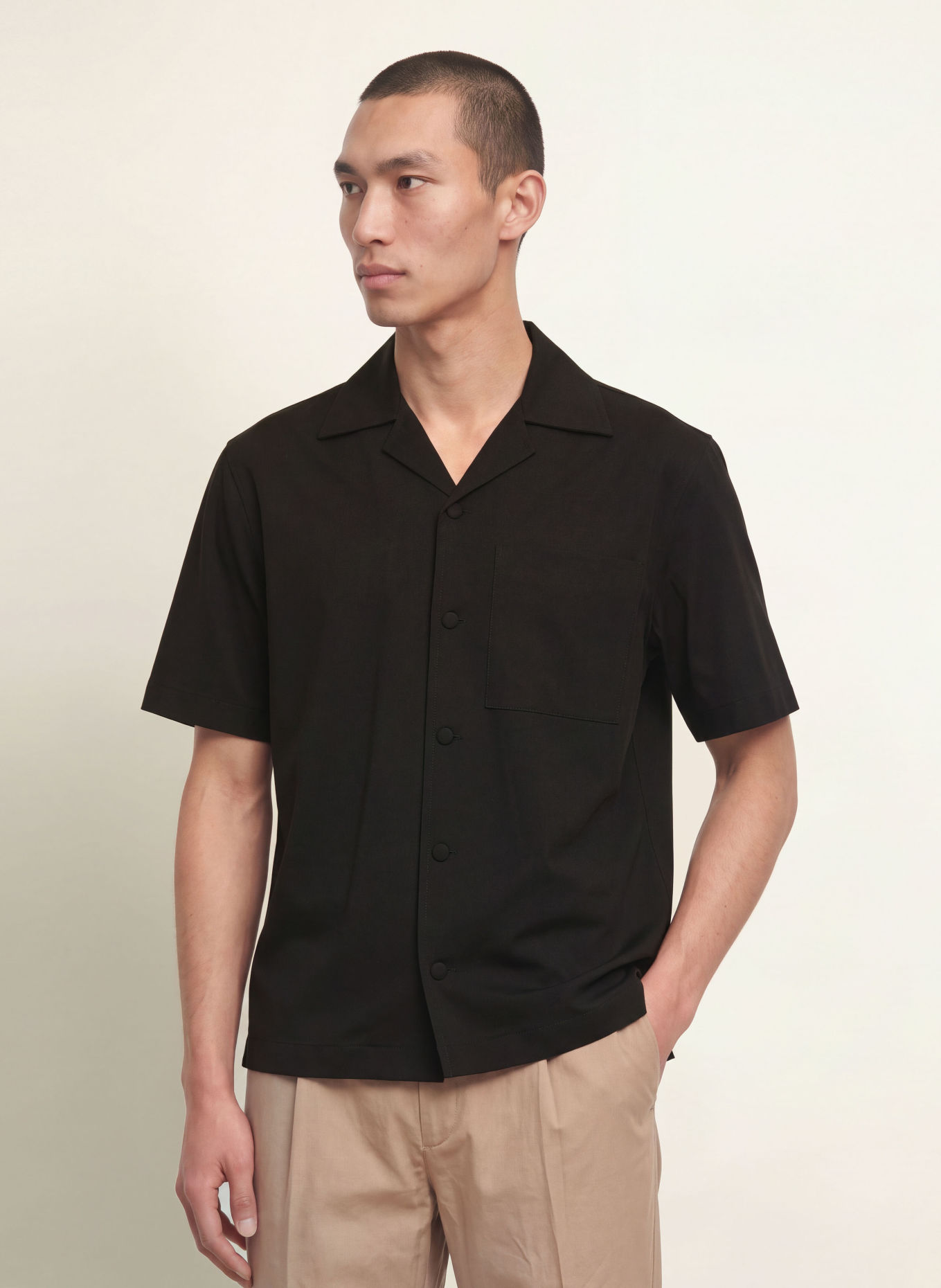 REISS RUSSO Comfort Fit Resort Shirt: BLACK