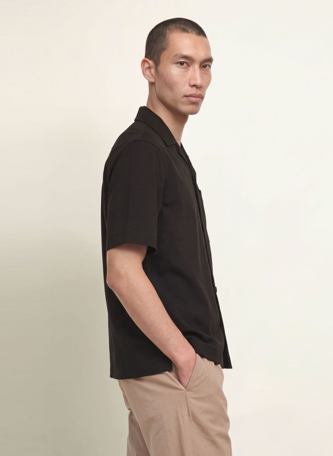REISS RUSSO Comfort Fit Resort Shirt: BLACK