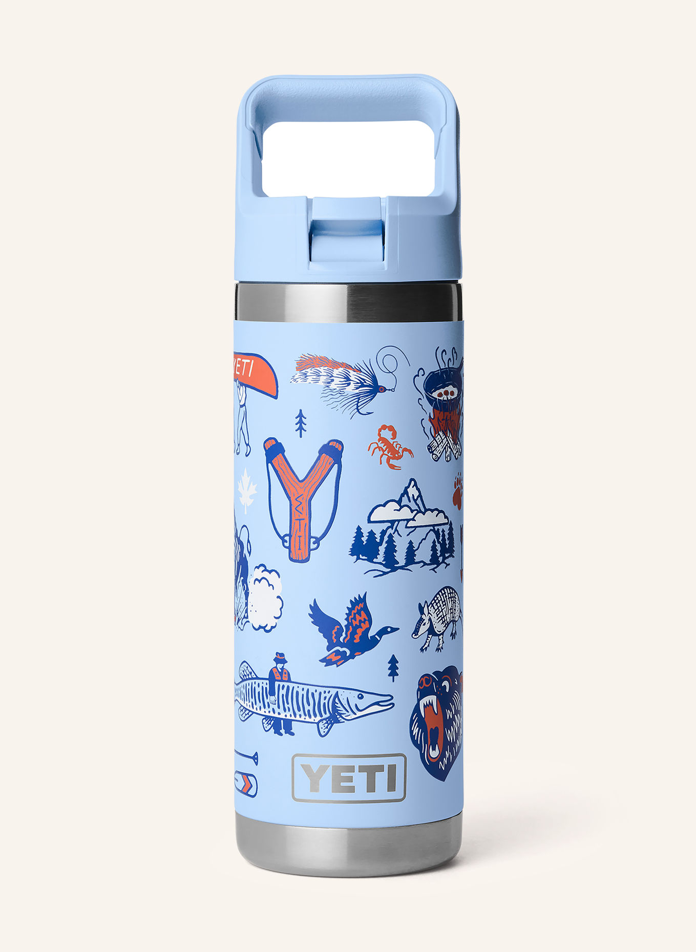 YETI RAMBLER® Insulated Bottle: LIGHT BLUE / ORANGE / DARK BLUE
