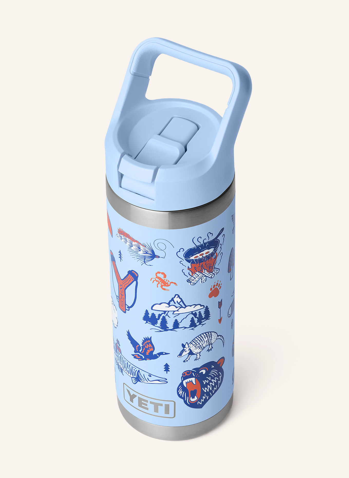 YETI RAMBLER® Insulated Bottle: LIGHT BLUE / ORANGE / DARK BLUE