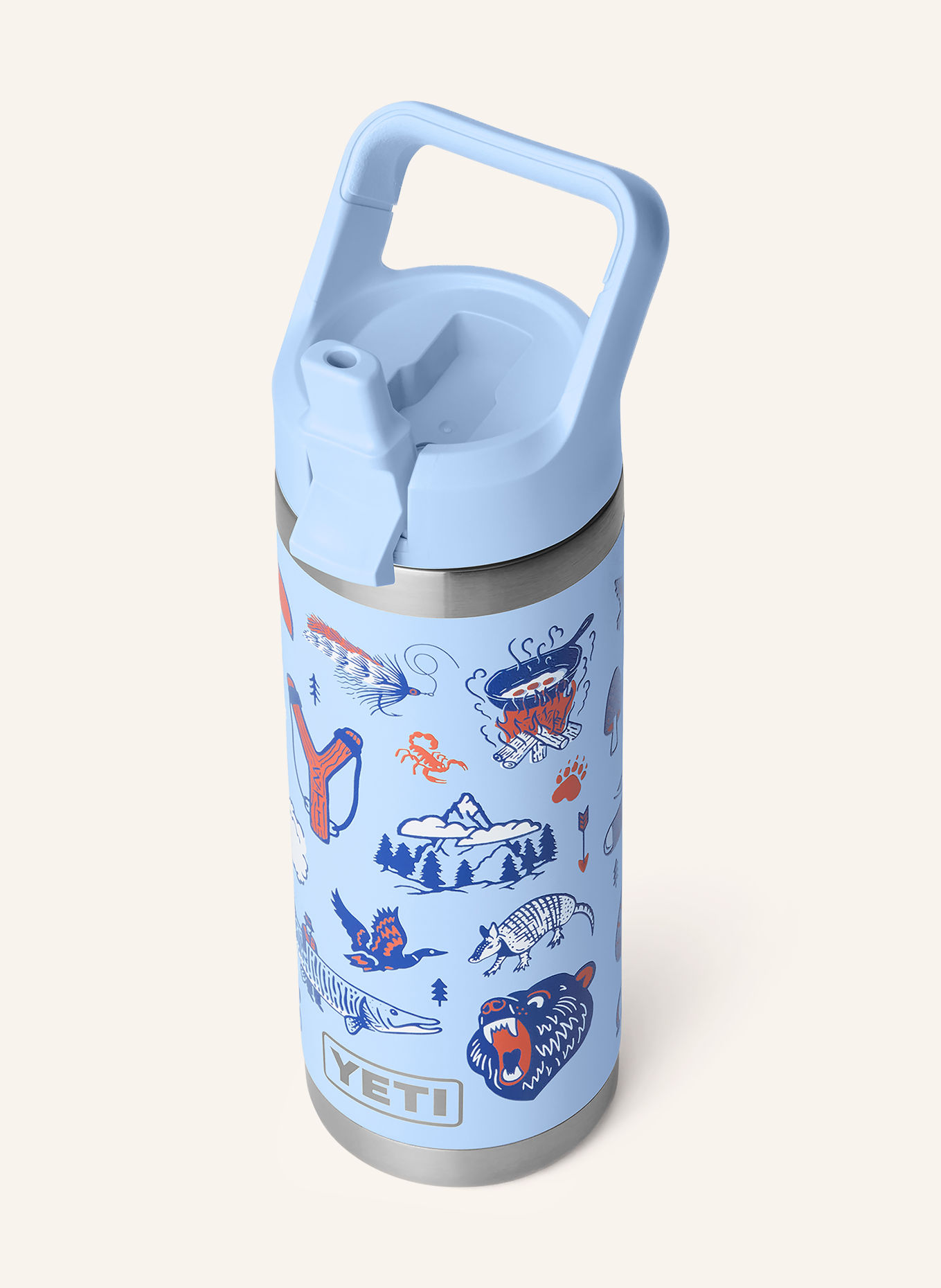 YETI RAMBLER® Insulated Bottle: LIGHT BLUE / ORANGE / DARK BLUE