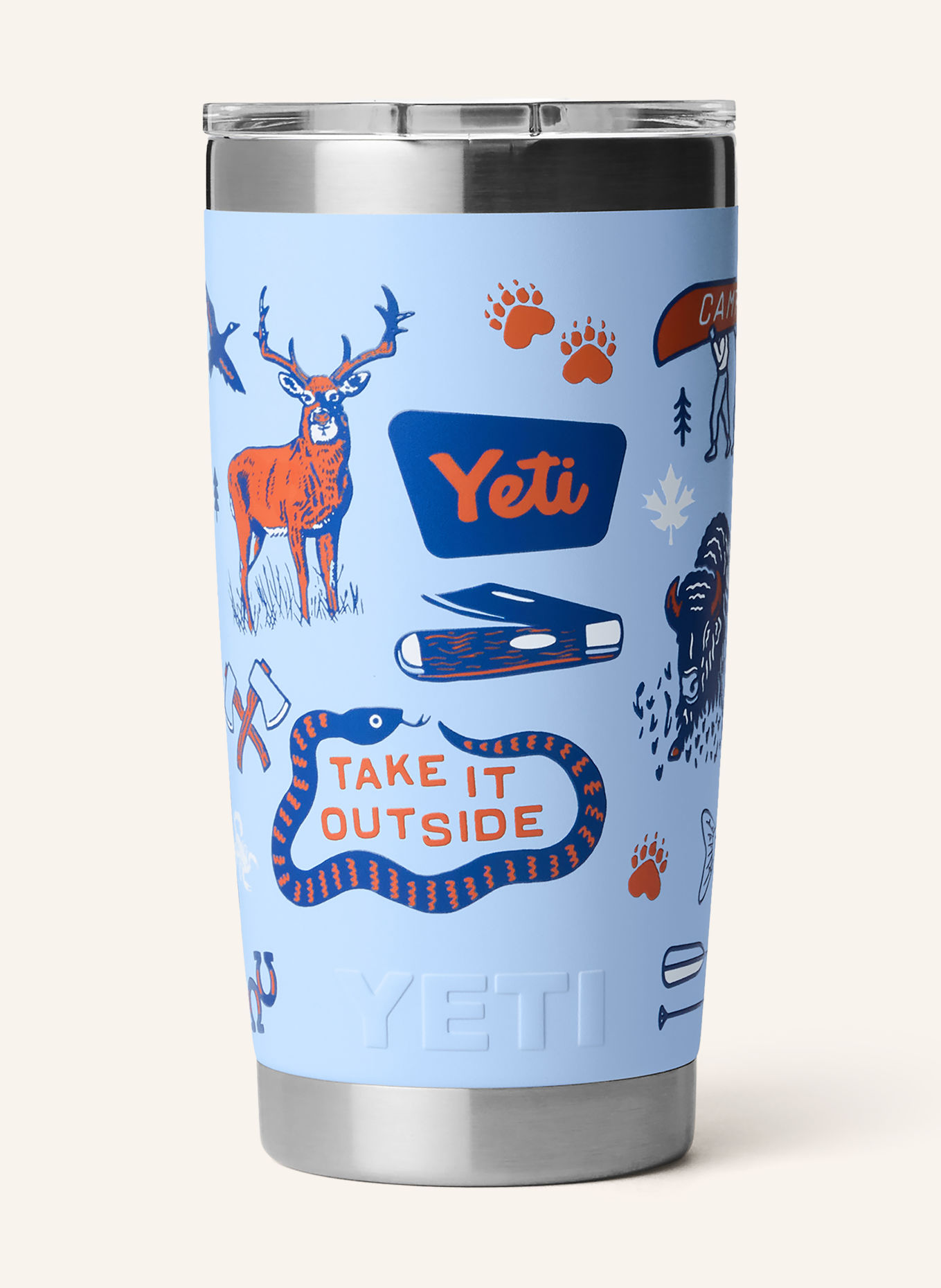 YETI RAMBLER® Insulated Mug: LIGHT BLUE / ORANGE / DARK BLUE