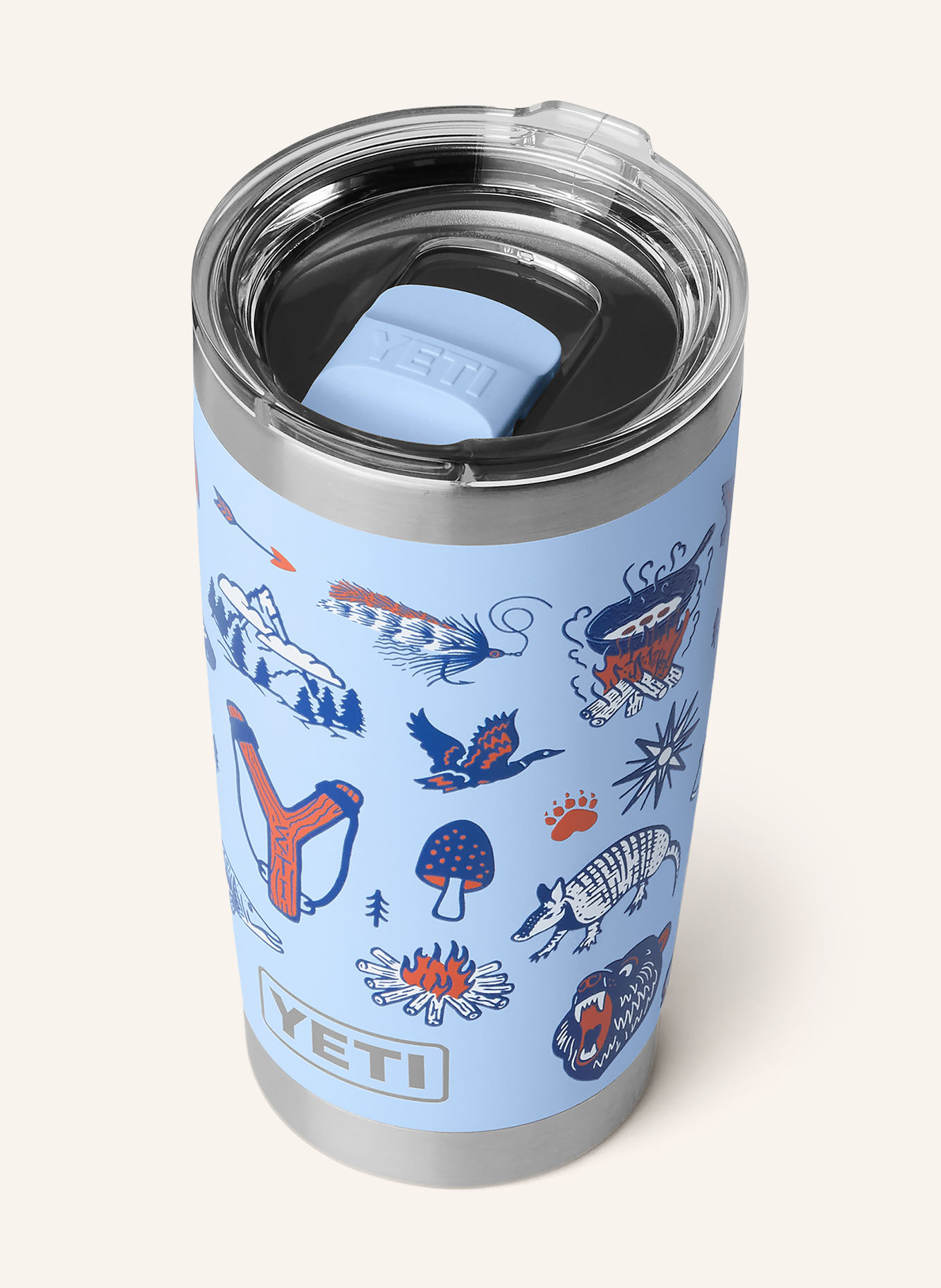 YETI RAMBLER® Insulated Mug: LIGHT BLUE / ORANGE / DARK BLUE