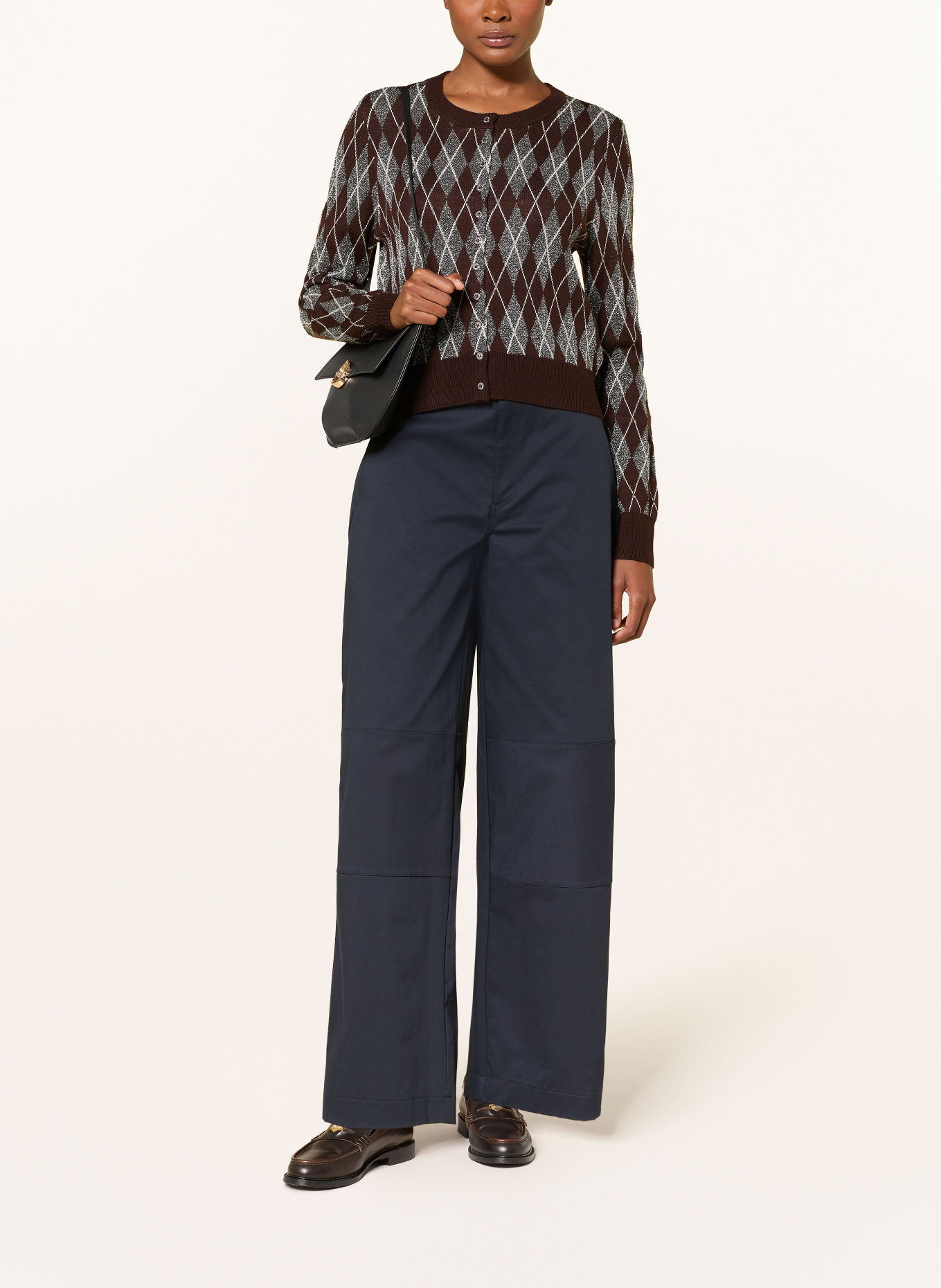 CLAUDIE PIERLOT Strickjacke mit Glitzergarn: DUNKELBRAUN / SILBER